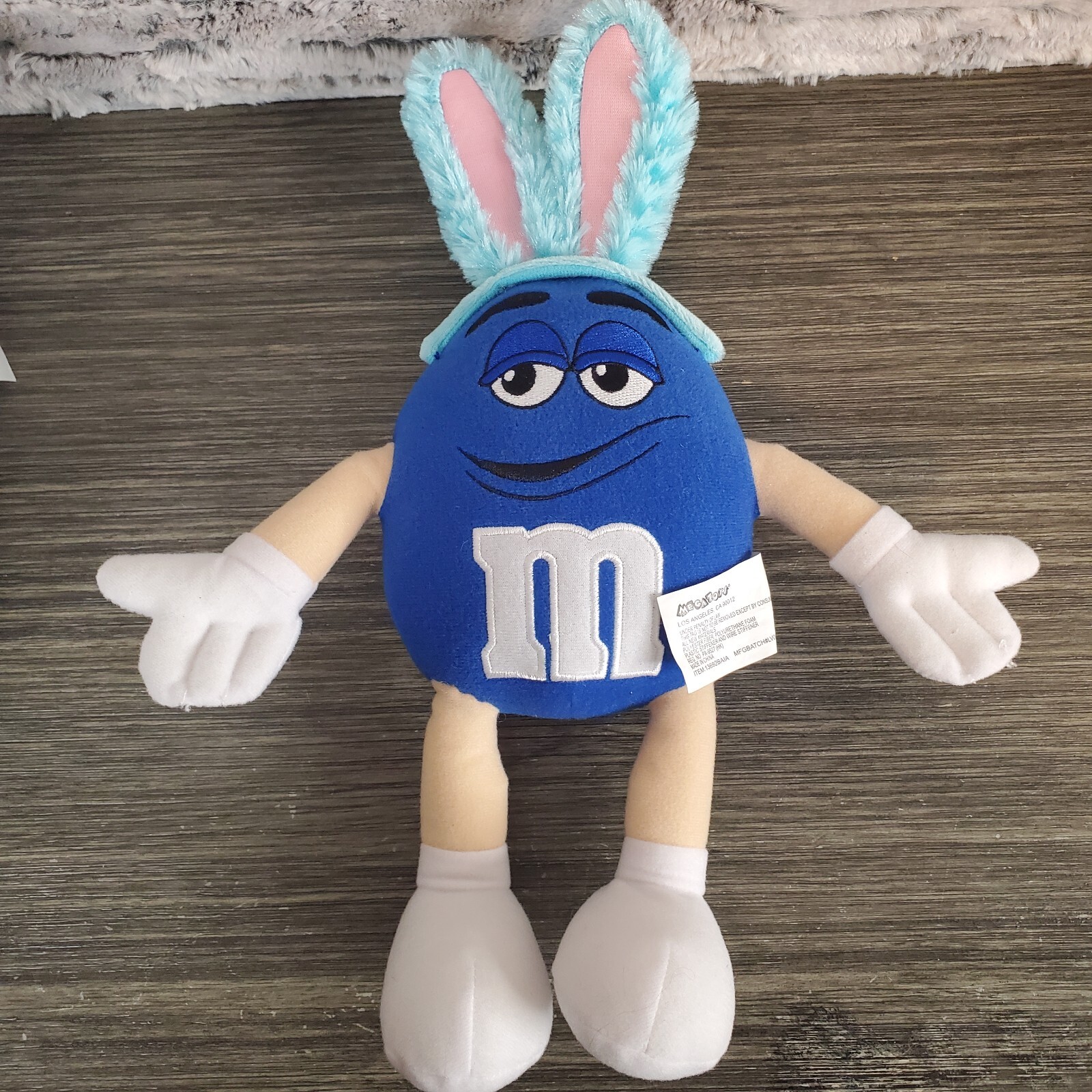 M&Ms Blue Candy Easter Plush Stuffed with Furry Bunny Rabbit Ears Mars Toy 2007