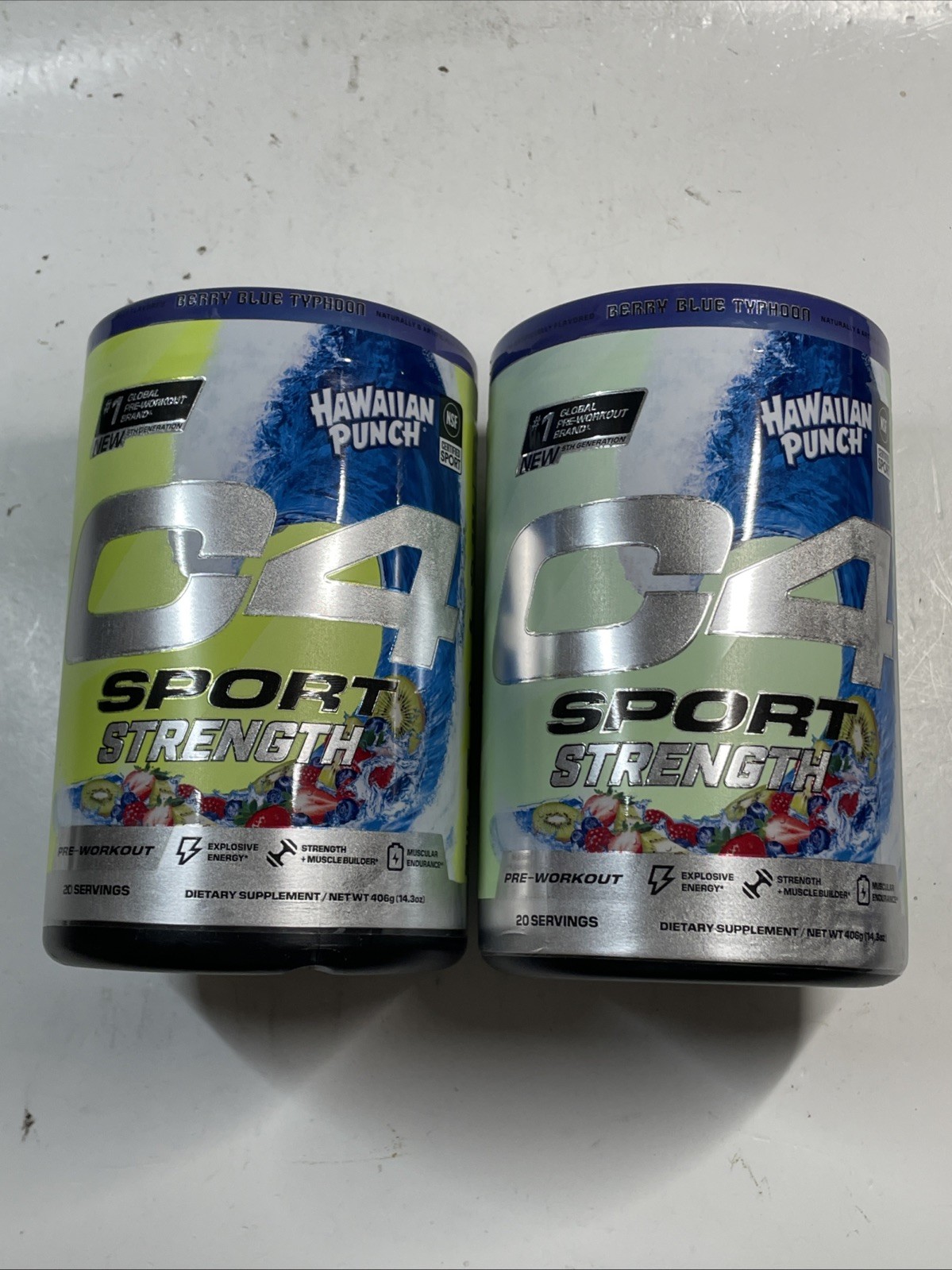 2x C4 SPORT STRENGTH PRE-WORKOUT HAWAIIAN PUNCH BLUE 14.3oz EA EXP 6/26 MR 880