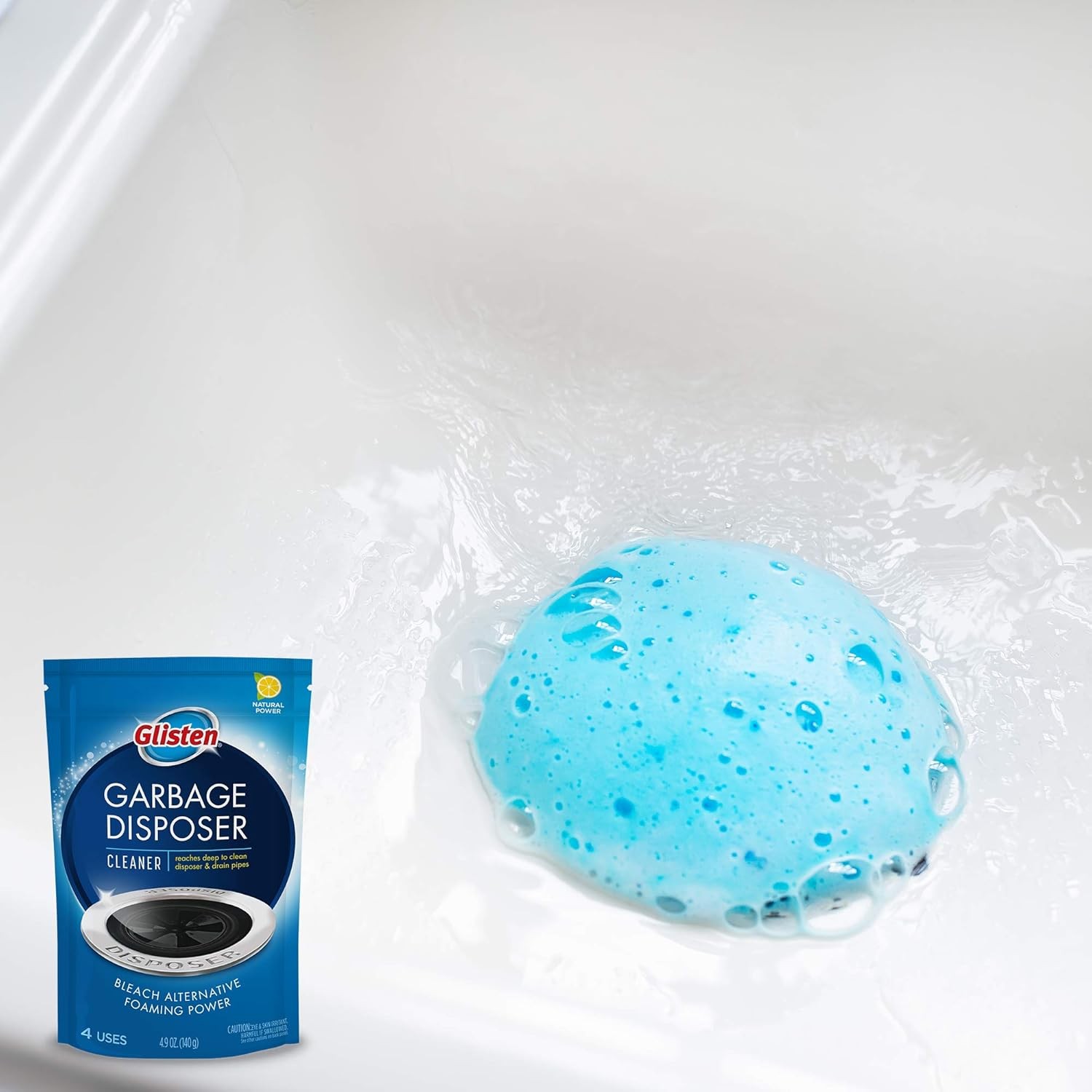 Glisten Garbage Disposal Cleaner Lemon Scent Foaming Action 4 Uses 4.9 Ounce