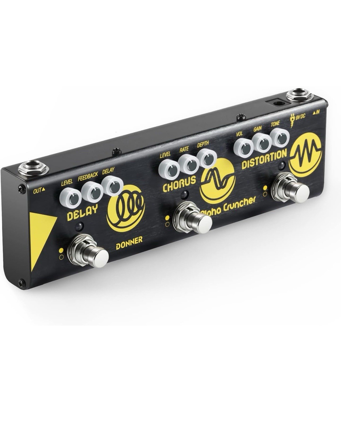 Donner Alpha Cruncher Multi Effects Pedal Delay Chorus Distortion With Adapter/