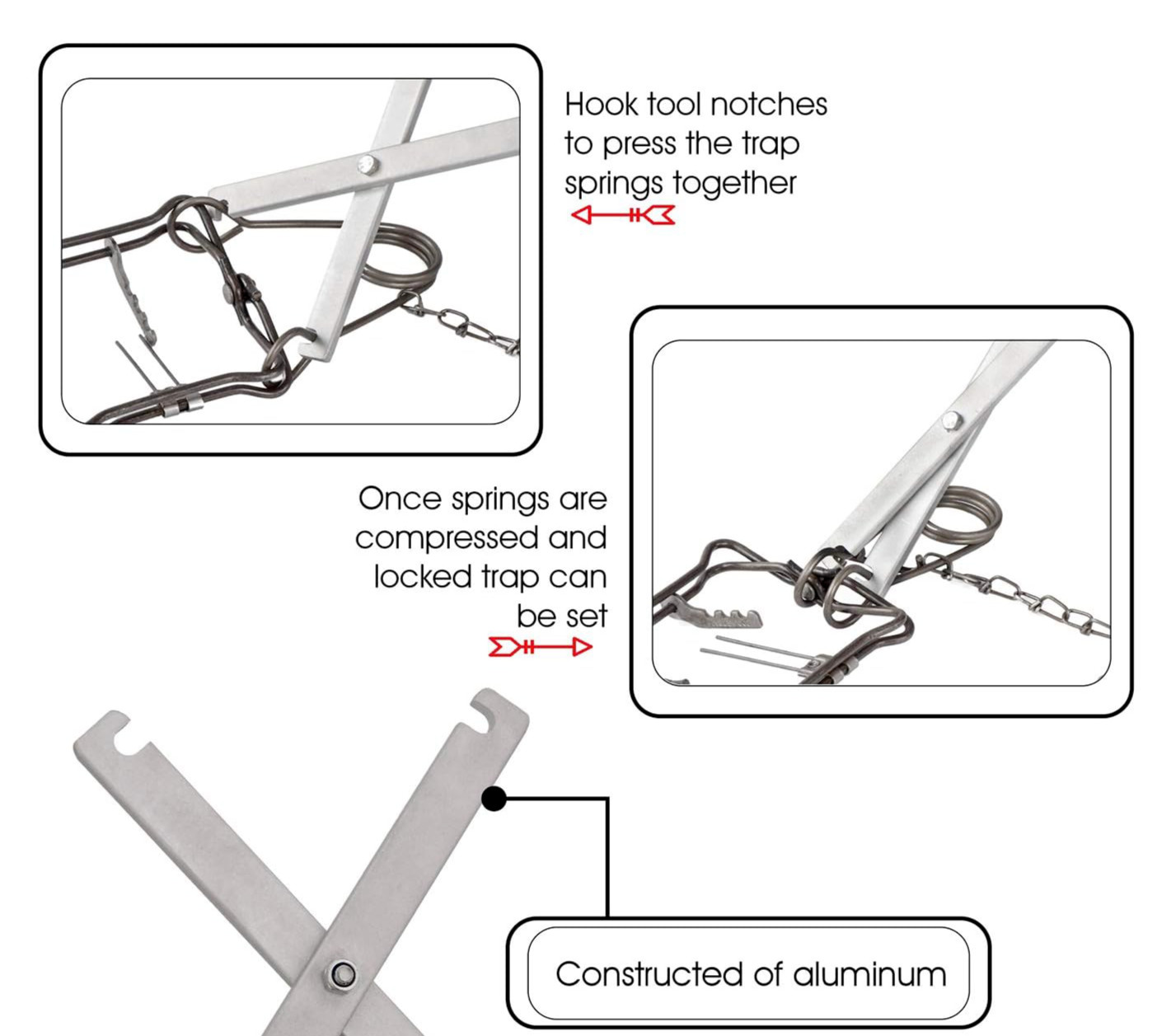 Cold Creek Body Trap Set Tool - 14 Inch Aluminum Body Grip Setting Tongs