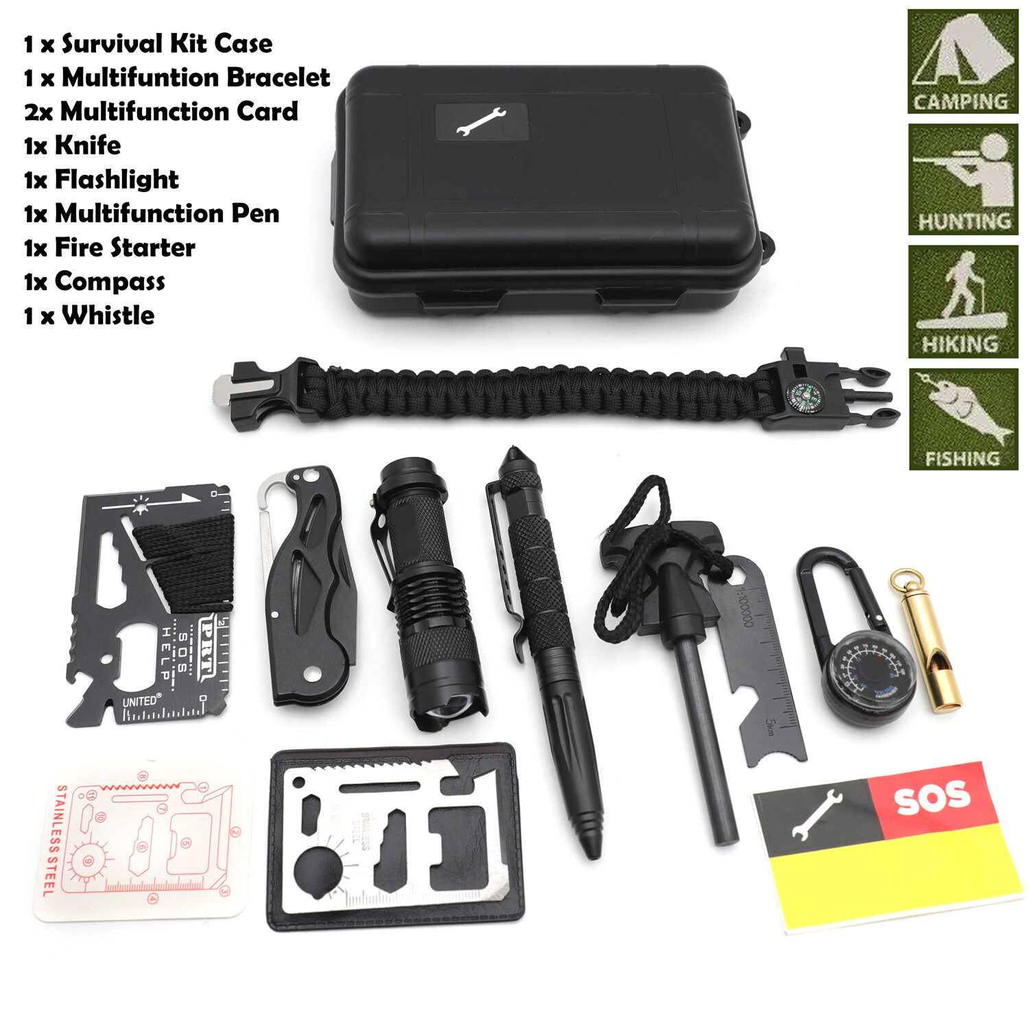 Survival Kit Emergency Tools Military Camping Tactical Outdoor Disaster Zombie