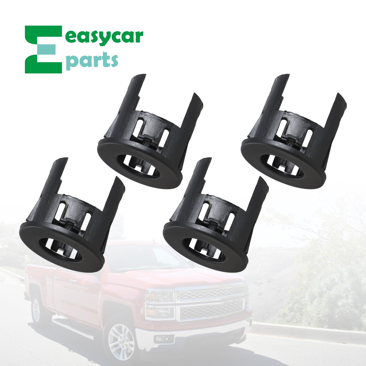 Set of 4 Rear Black Bumper Parking Assist Sensor Housing for 2007-2014 GMC Chevy