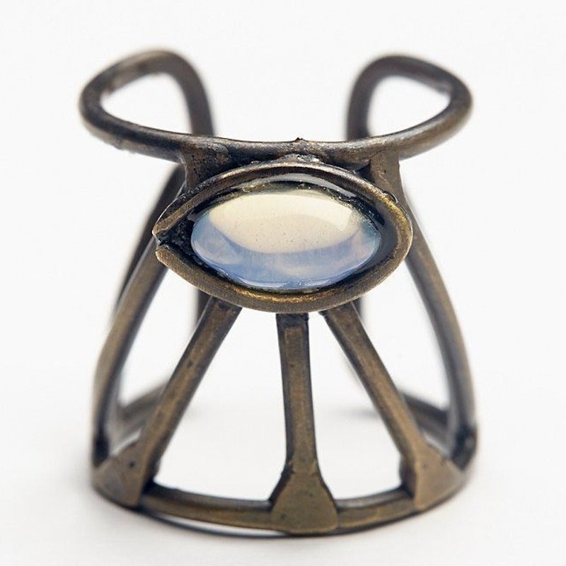 Free People Ariana Ost Caged Cuff Ring Statement Eye Stone