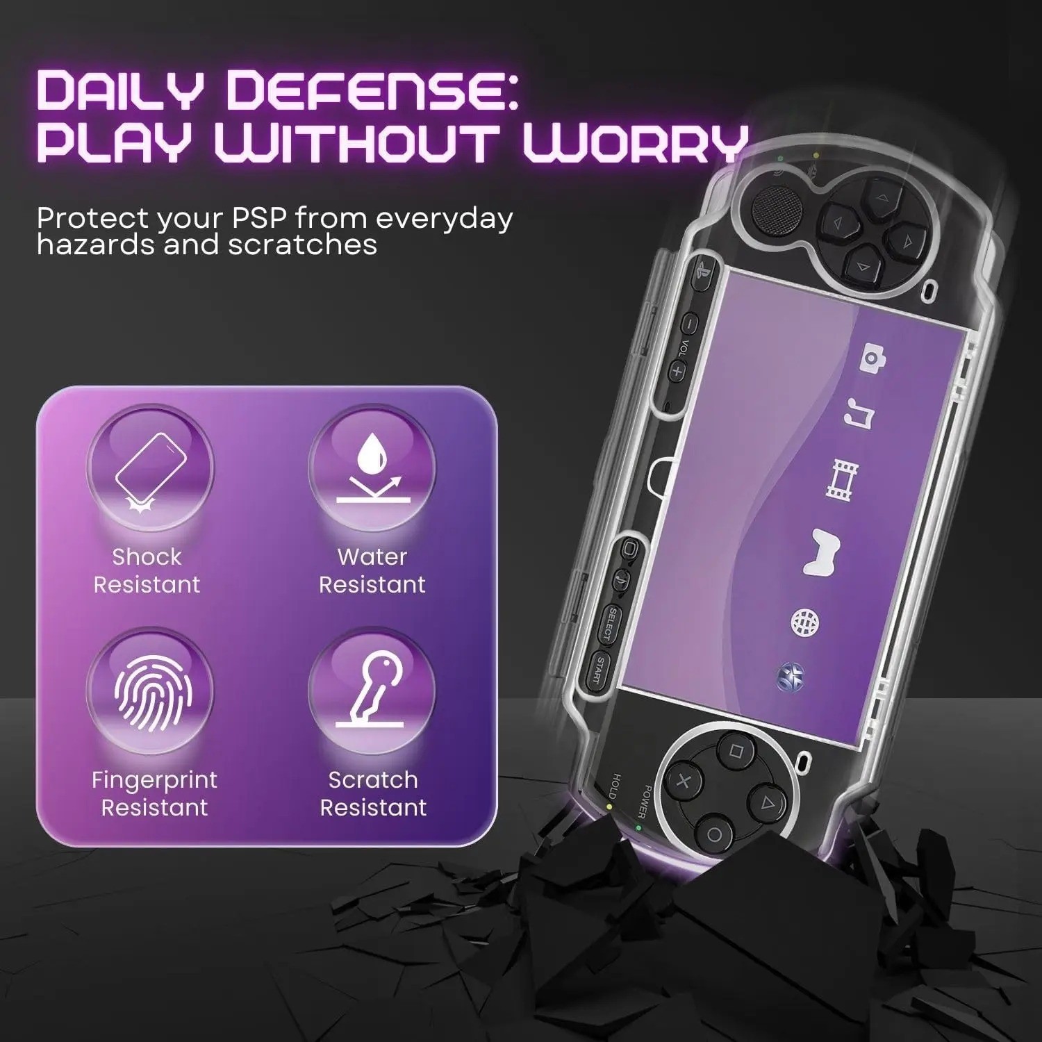 Clear Hard Case for PSP 2000/3000 Full Cover Protector with Clear Display.