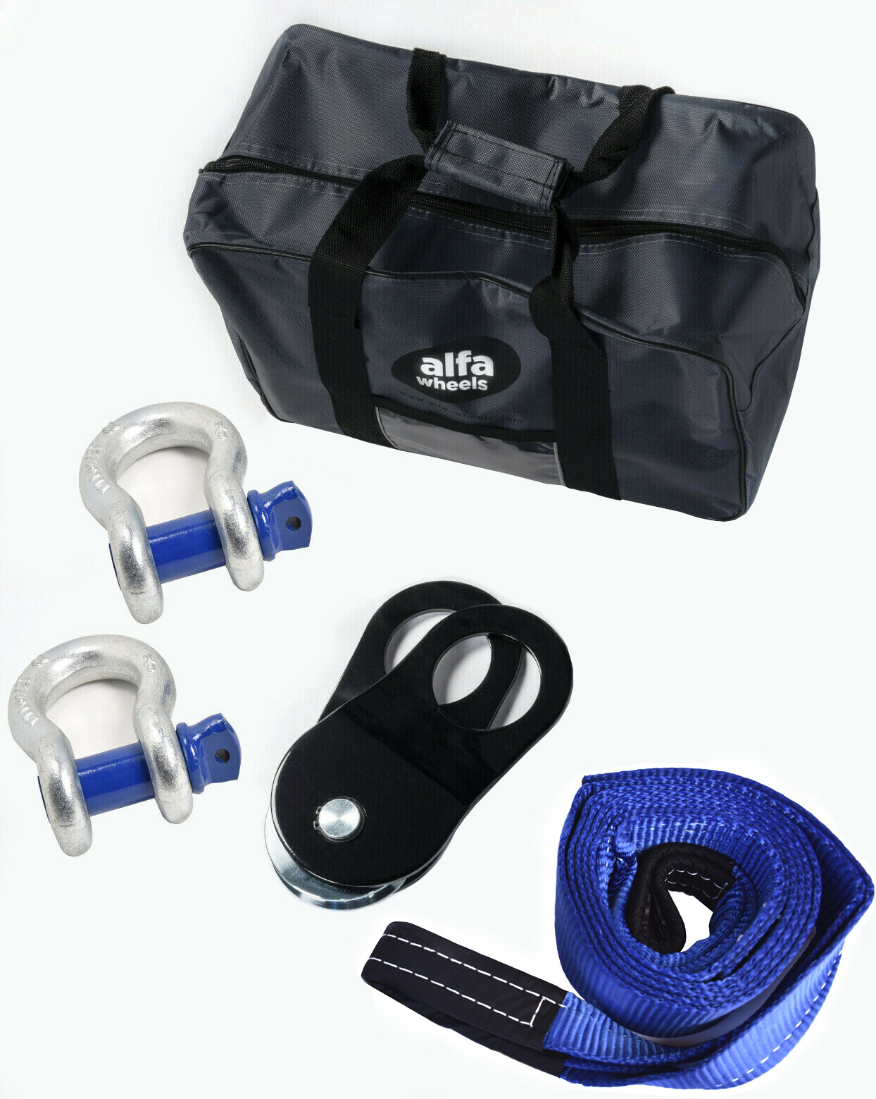 10T 20ft 4WD SUV Truck Winch Recovery Kit Snatch Block+Bow Shackle+Tow Strap+Bag