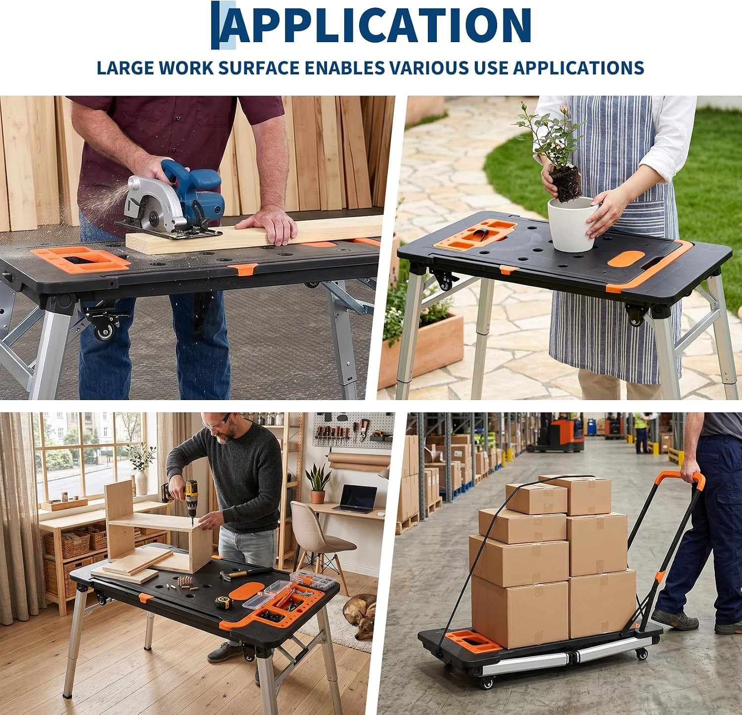 7-in-1 Multifunctional Folding Workbench & Work Table with Wheels Workstation