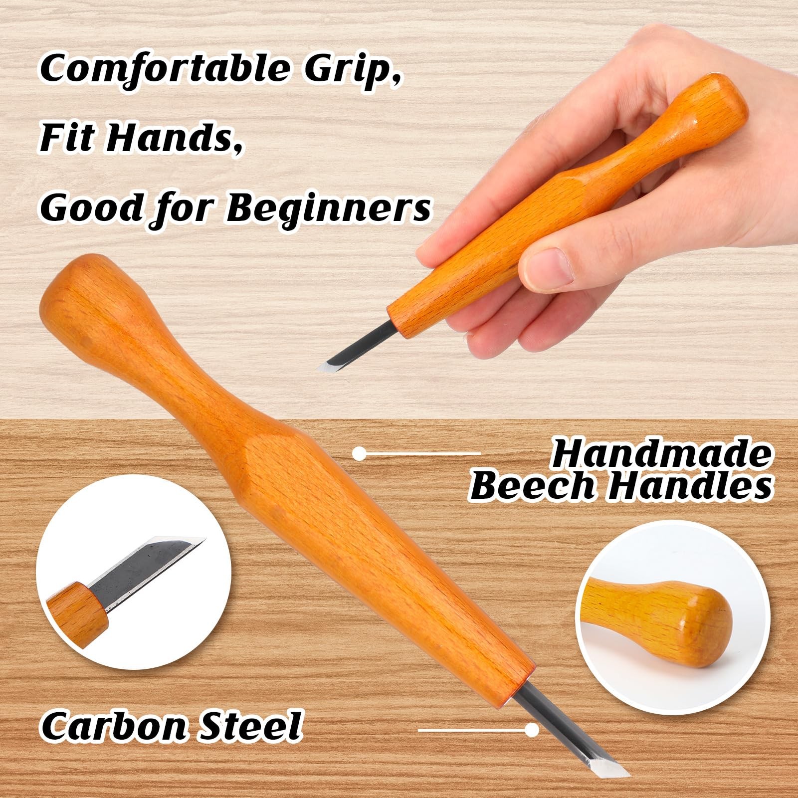 5 PCS Linocut Carving Tools Set Triangular Linoleum Wood Knife Slanted