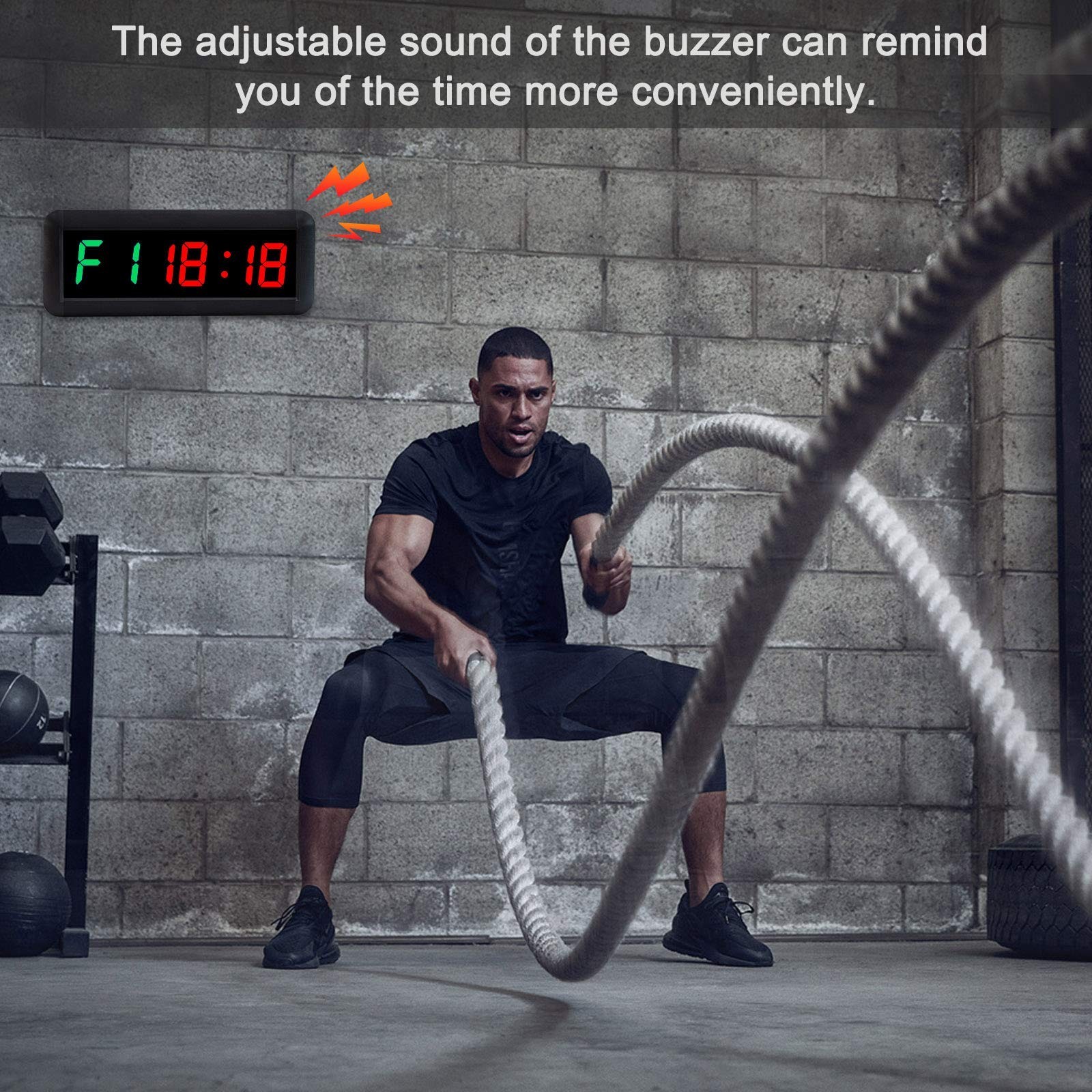 Gym Timer, LED Interval Timer with Remote, Count Down/Up Clock, Stopwatch, Wo...