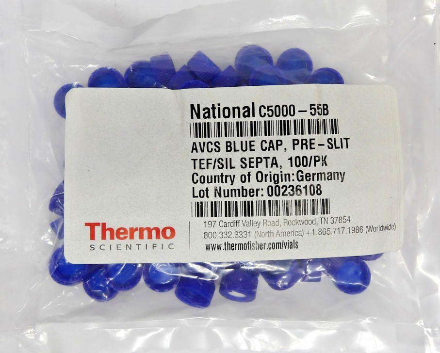 Thermo Scientific C5000-55B AVCS BLUE CAP, PRE-SLIT TEF/SIL SEPTA 100/PK