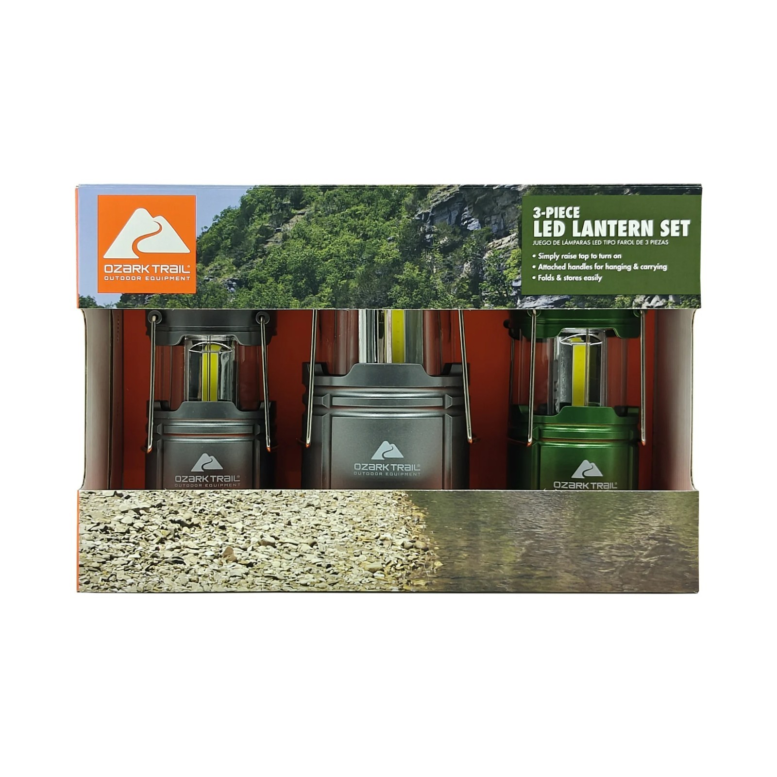 Ozark Trail LED Camping Lanterns 3 Pack with AAA & AA Batteries