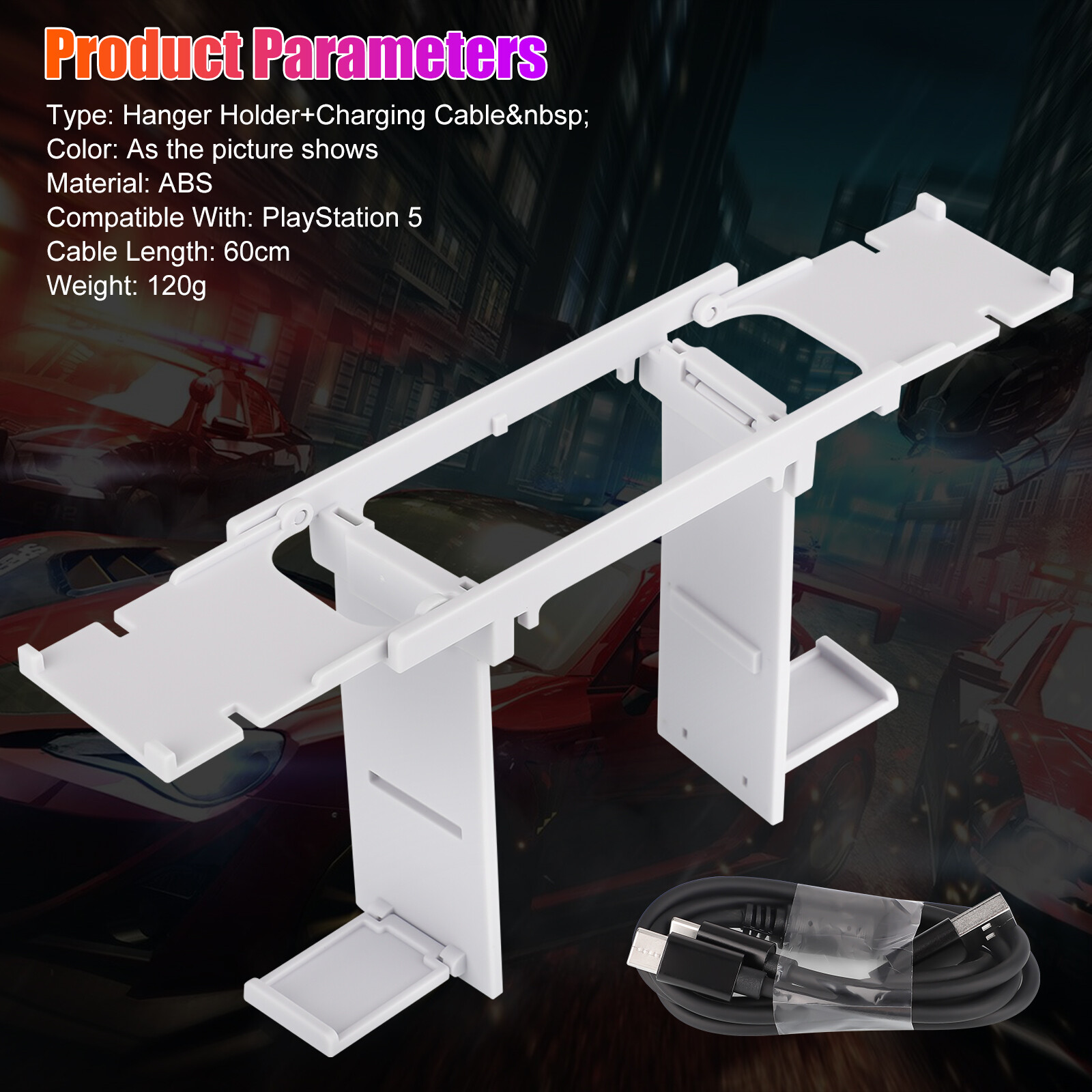 2in1 Gaming Headset Hanger for PSVR2 PS5 Controller Accessories w/Charging Cable