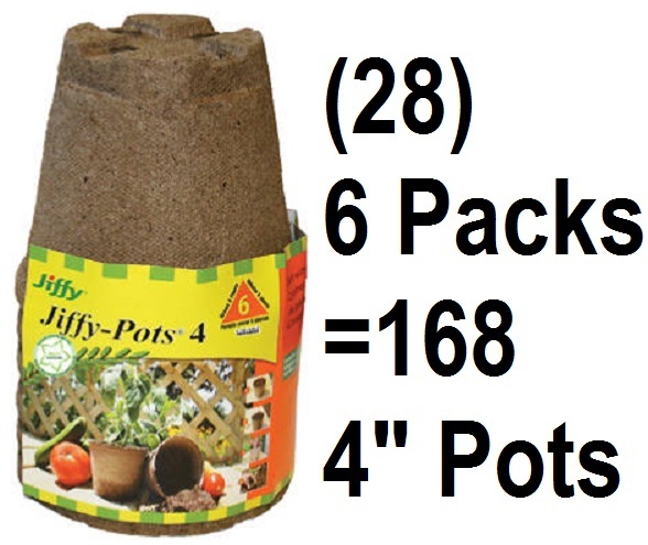 Jiffy JP406 6 ct 4" Round Seed Starting Sphagnum Peat Pots - 28 Packs