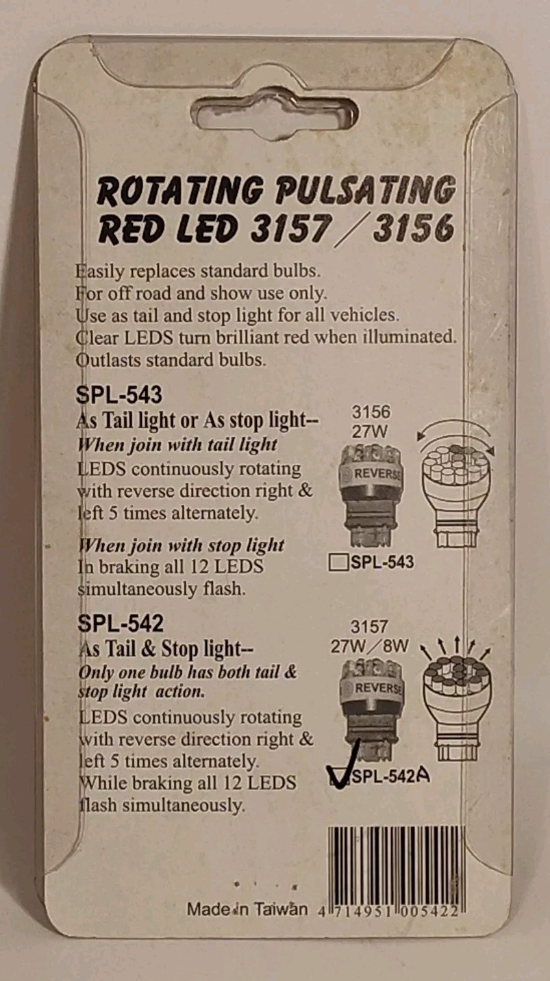Rotating Pulsating Red LED 3157 Bulb SPL Products
