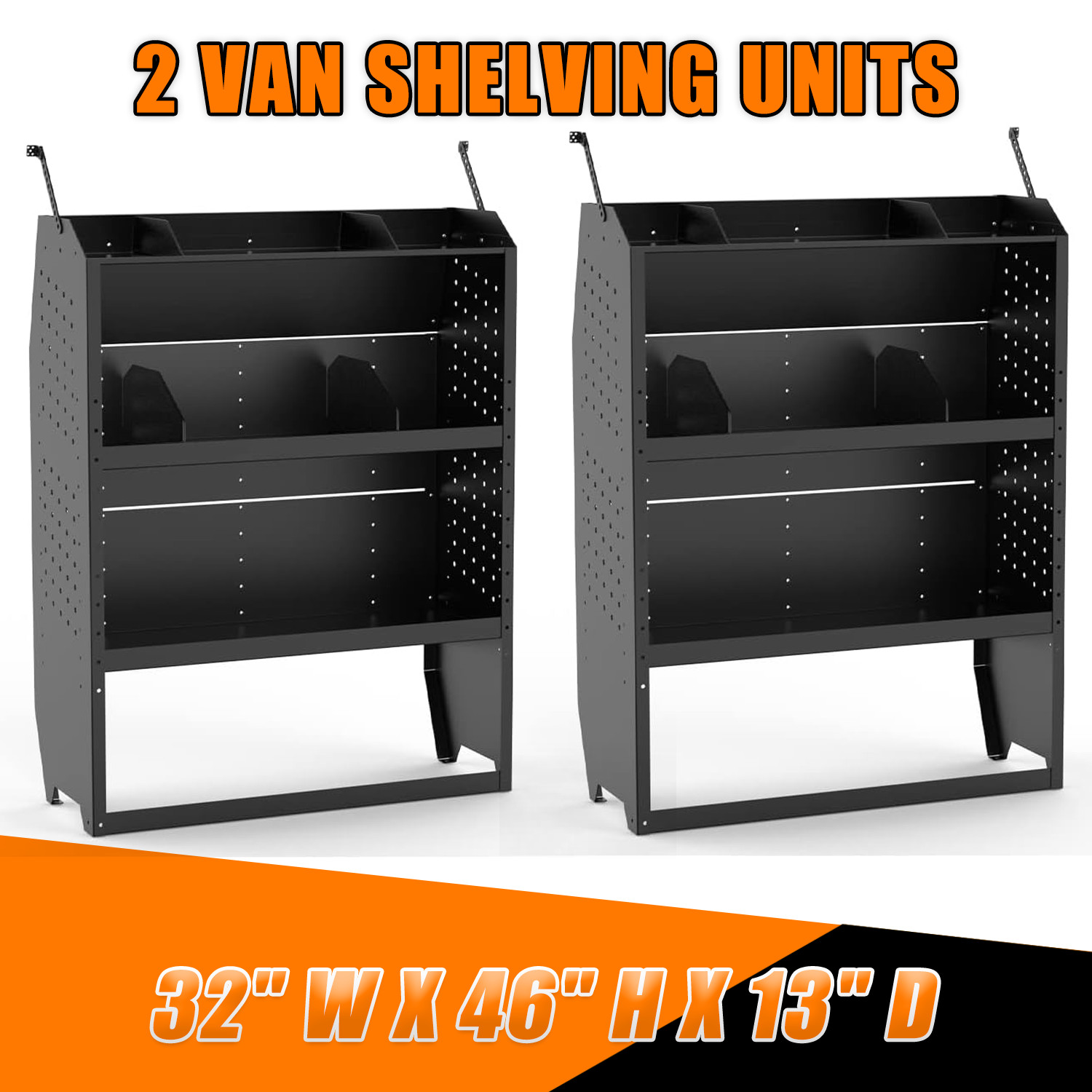 2PACK 32" W Van Shelving For Ford Transit, GM, NV, Promaster, Sprinter, Metris