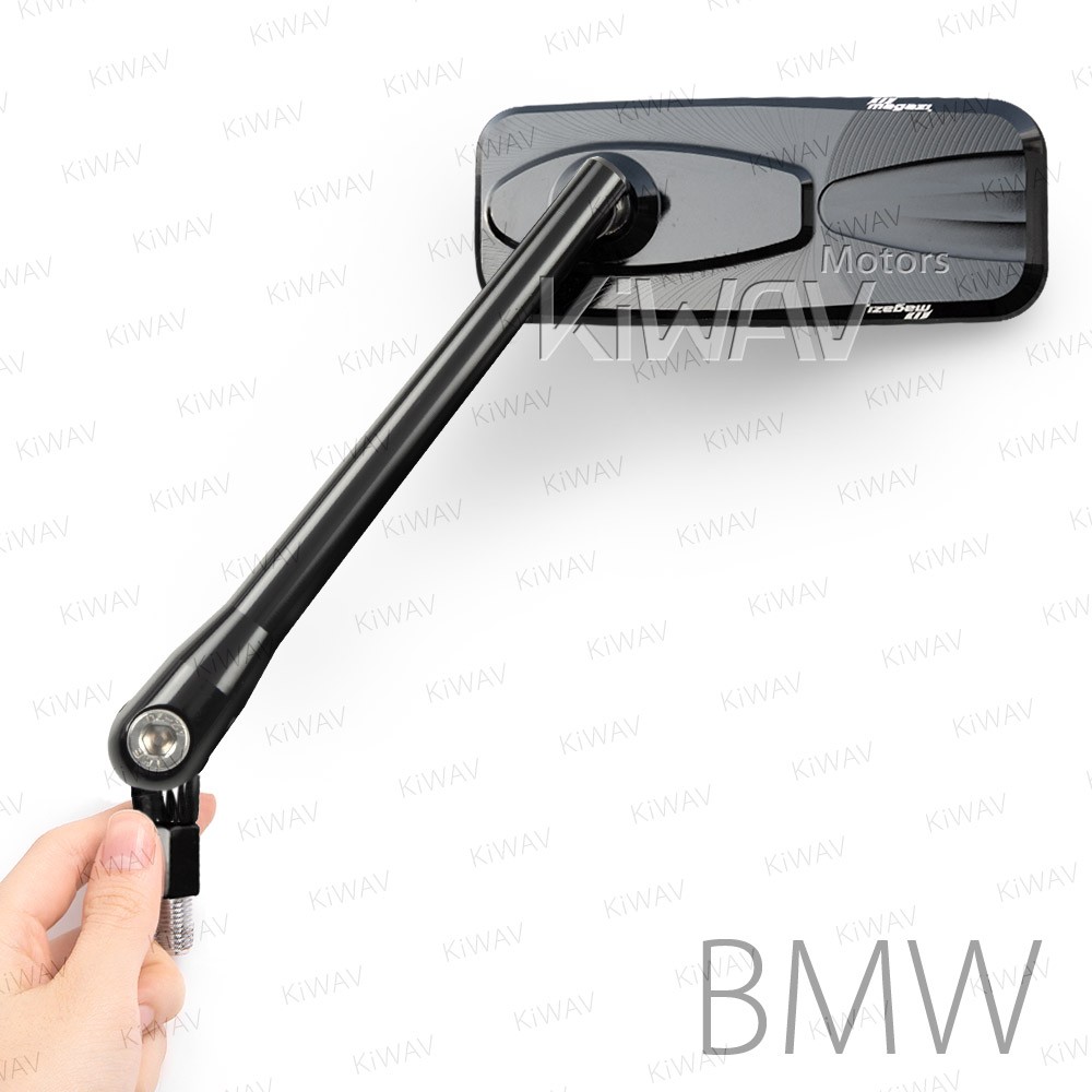 KiWAV Convex Mirrors Modern Black M10 x 1.5 for BMW R1200R after 2014