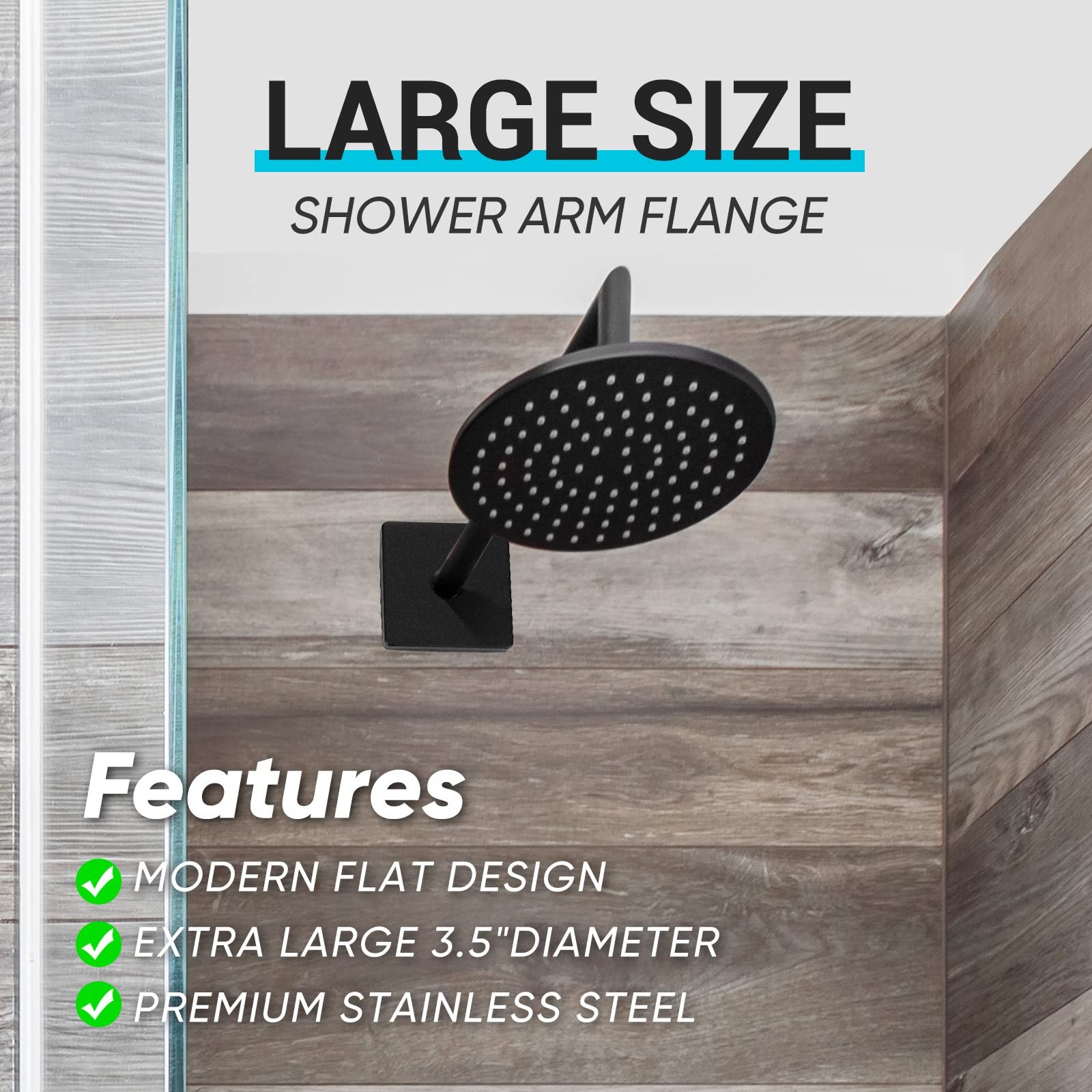 3.5 Inch Large Shower Arm Flange Square Plumbing Cover Plates Black