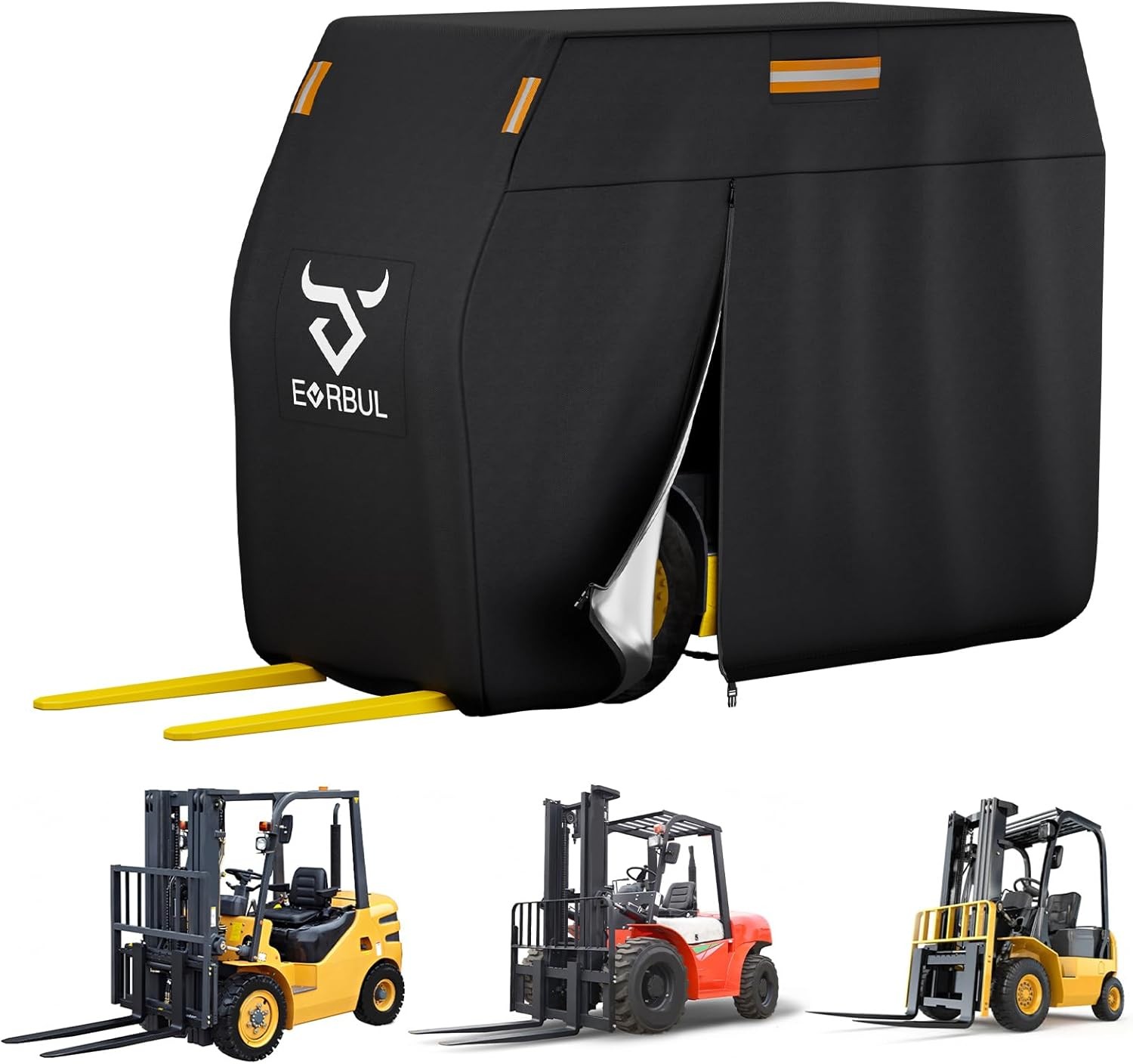 1x Full Forklift Cover for Zipper Door Reflective Strips Air Vents Windproof