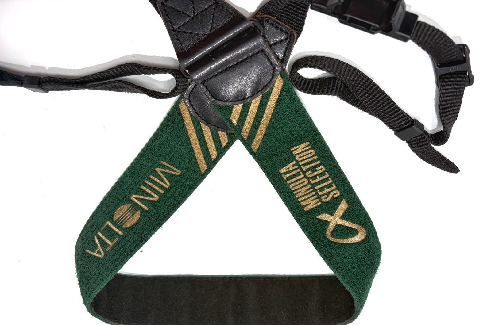 [Free Shipping] Minolta a-Selection Wide Camera Neck Strap Green / Gold 40mm NM