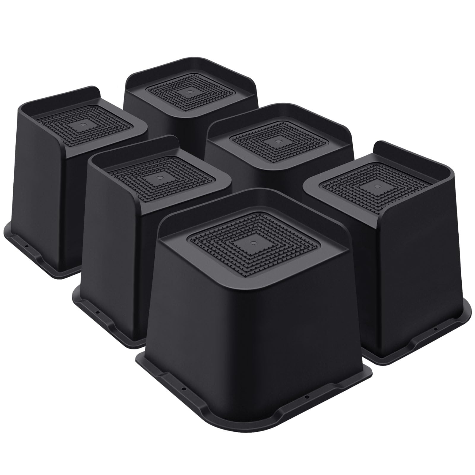6 PCS 5 Inch Heavy Duty Bed Risers Furniture Lifts Support 5000 Lbs Black