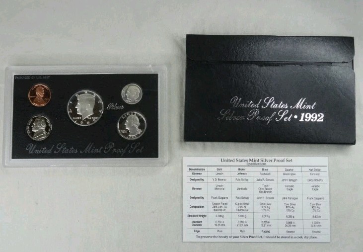 1992-1998 US Mint Silver Proof Sets 90% Silver OGP COA 7 PROOF Sets 🔥