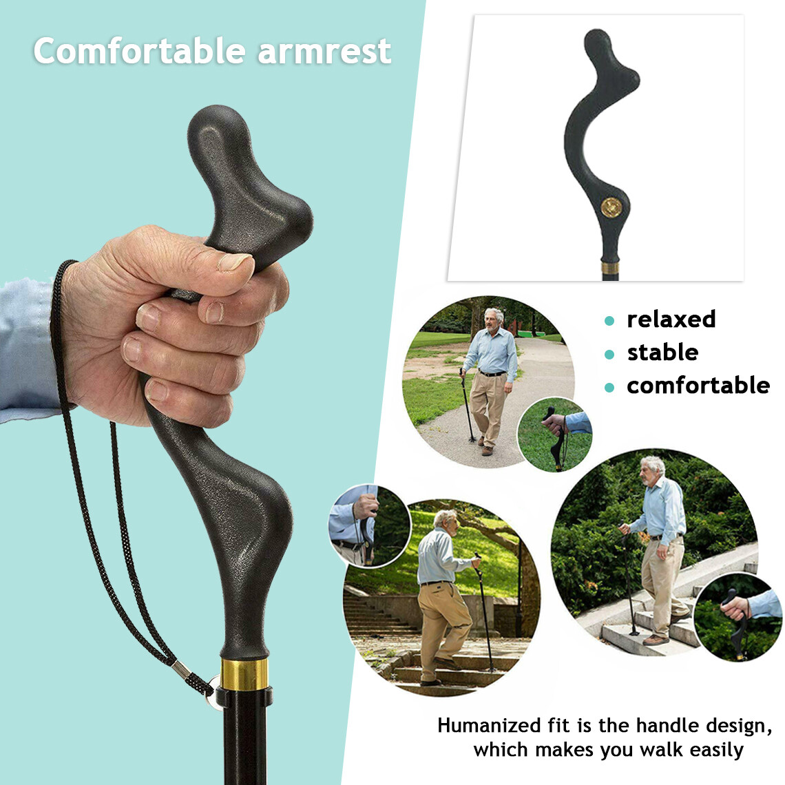 10 Levels Adjustable Collapsible Posture Correcting Cane Foldable Walking Cane