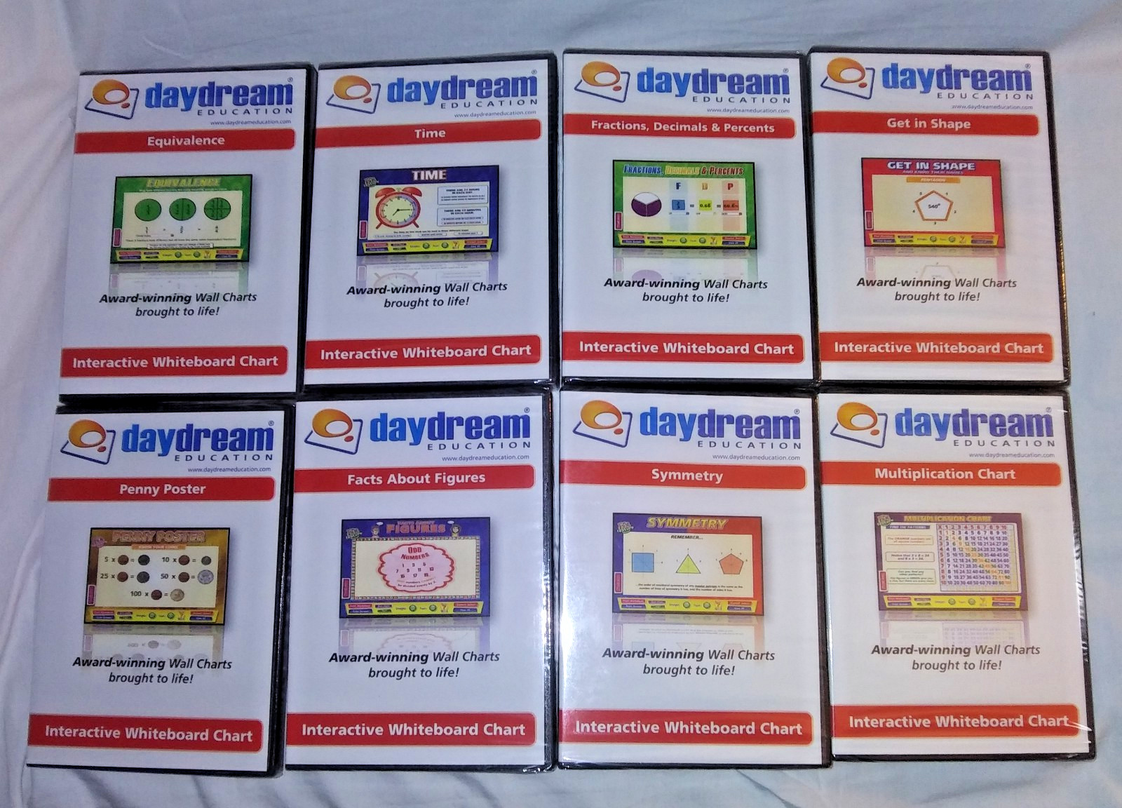 8 Daydream Education Interactive MATH Whiteboard Chart Software CDs New/Sealed