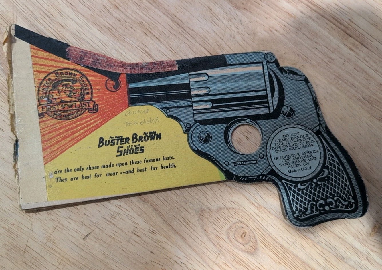 Vintage Buster Brown Shoes Paper Gun Promotional Advertisement