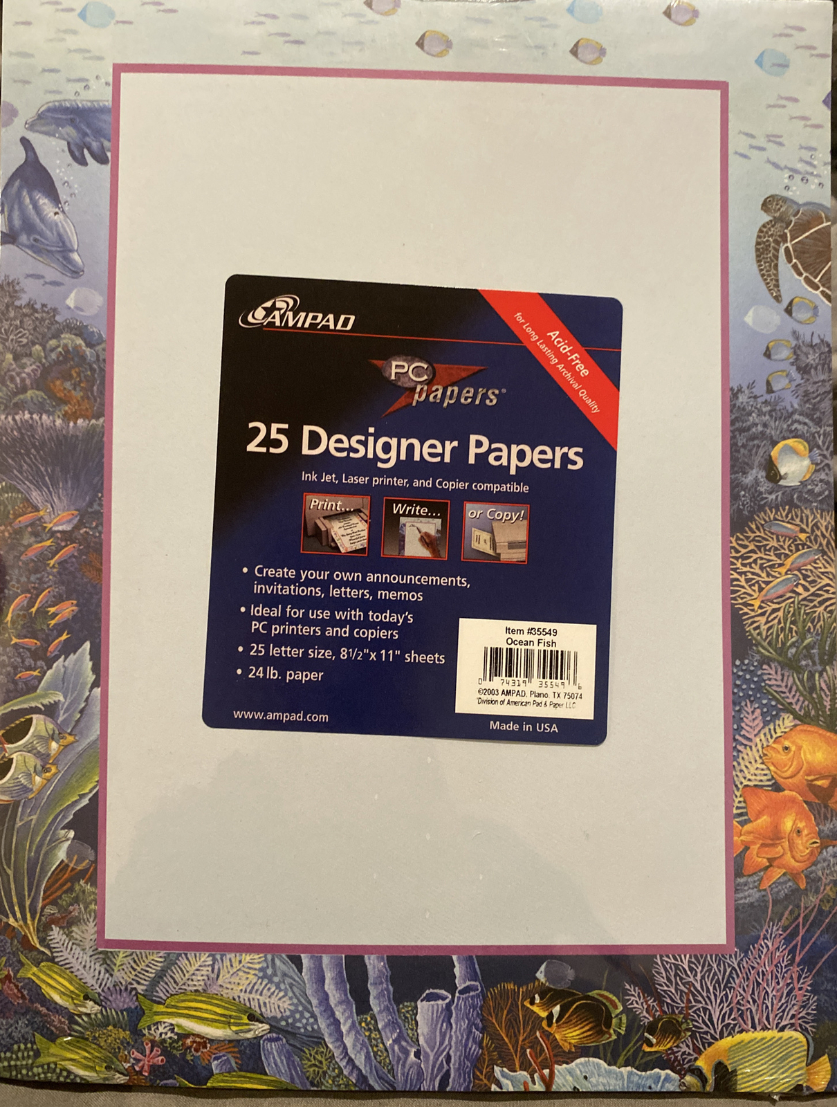 VINTAGE 2001 OCEAN FISH STATIONERY PAPER  25 SHEETS