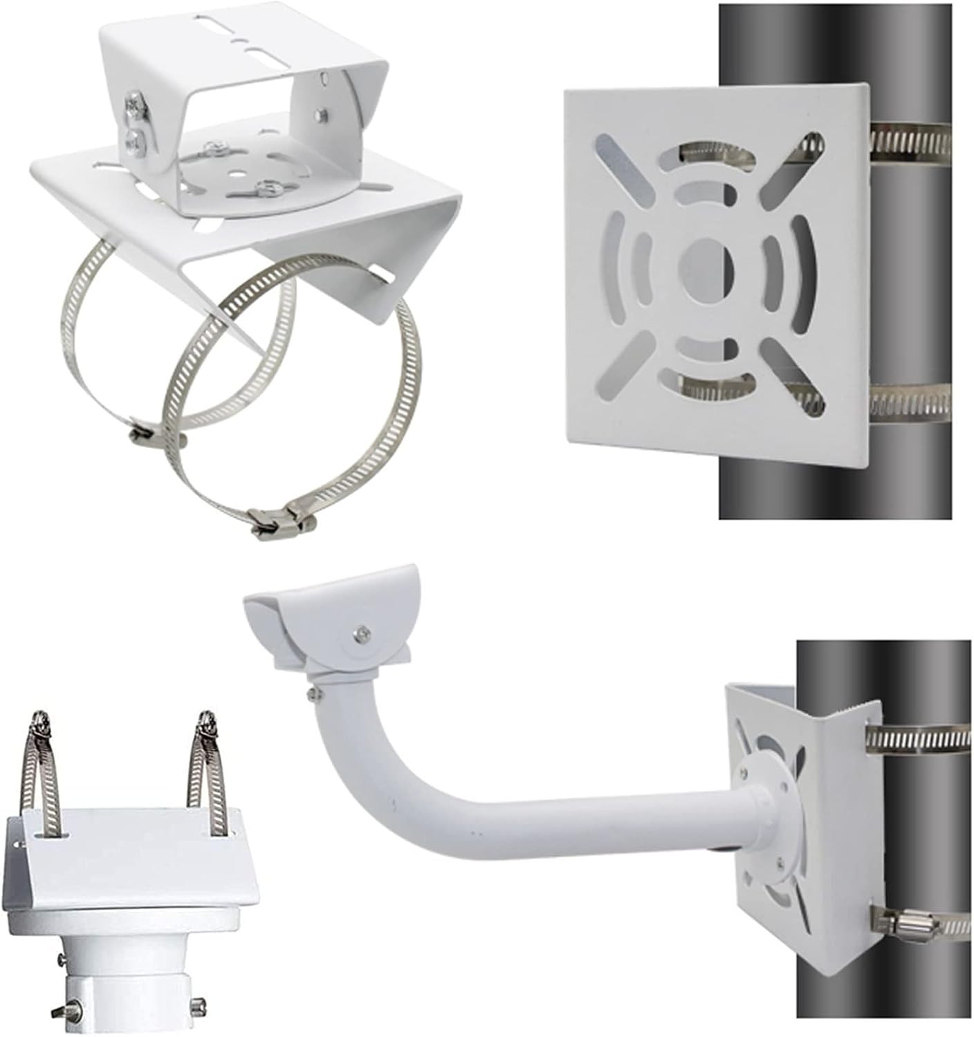 Universal Pole Mount Bracket 2 Loops for CCTV PTZ Camera AP CPE Adapter