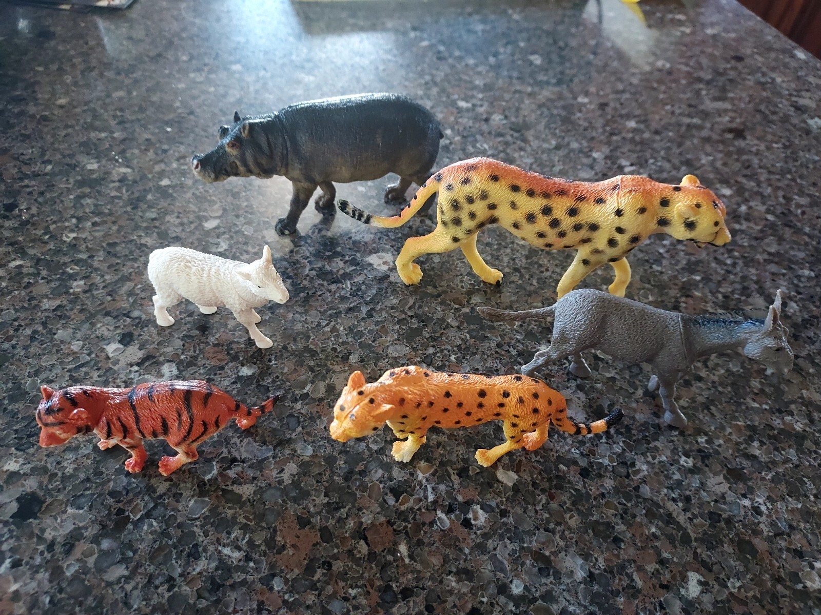 6 Hard Plastic Zoo Toy Animals Good Quality, Heads Joined To Body. Various Sizes