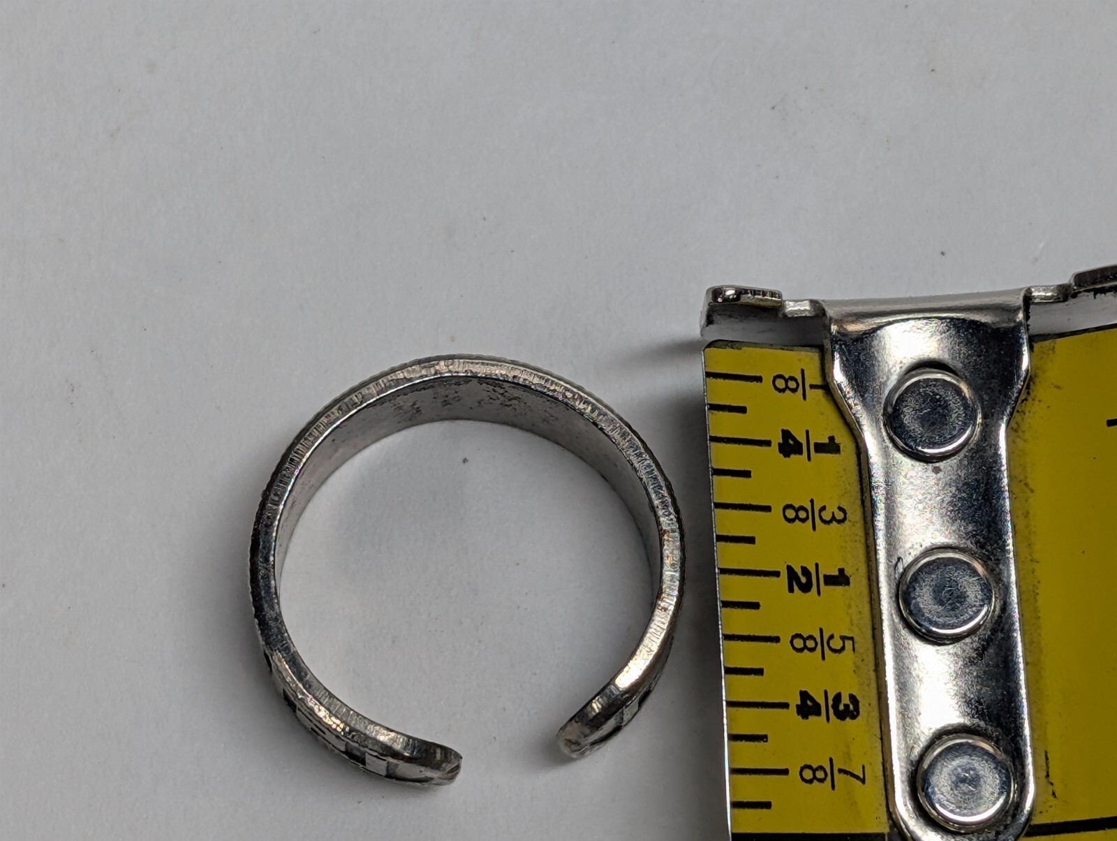 Vintage Silver-Tone Greek Key Design Toe Ring Adjustable Size