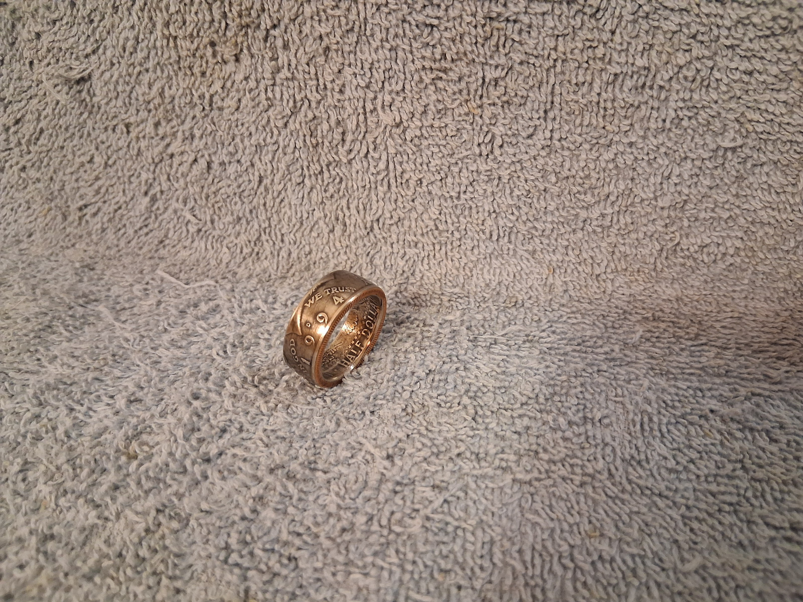1994 Kennedy Half Dollars  size 9 -1/2  coin ring  Handmade mixed metals (B)