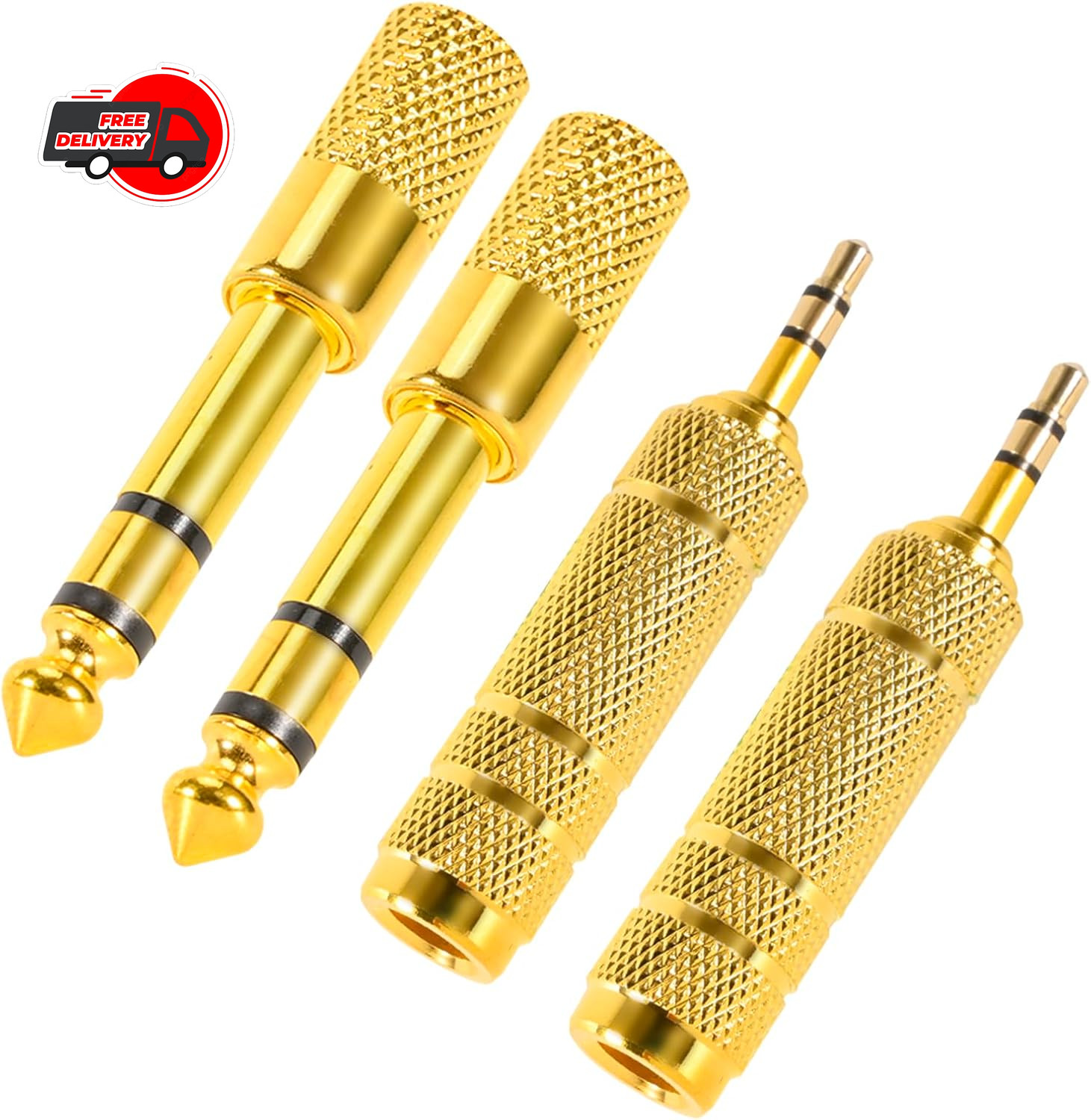 4 Pack Headphone Jack Adapter - 3.5mm (1/8 inch) Male to 6.35mm (1/4 inch) Femal