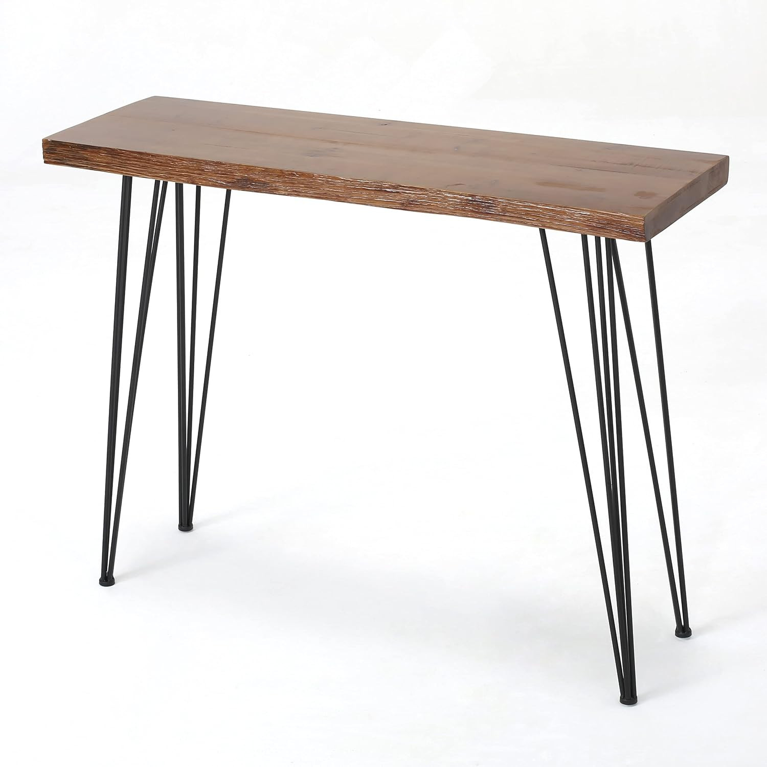 Chana Industrial Faux Live Edge Rectangular Bar Table, Natural / Black