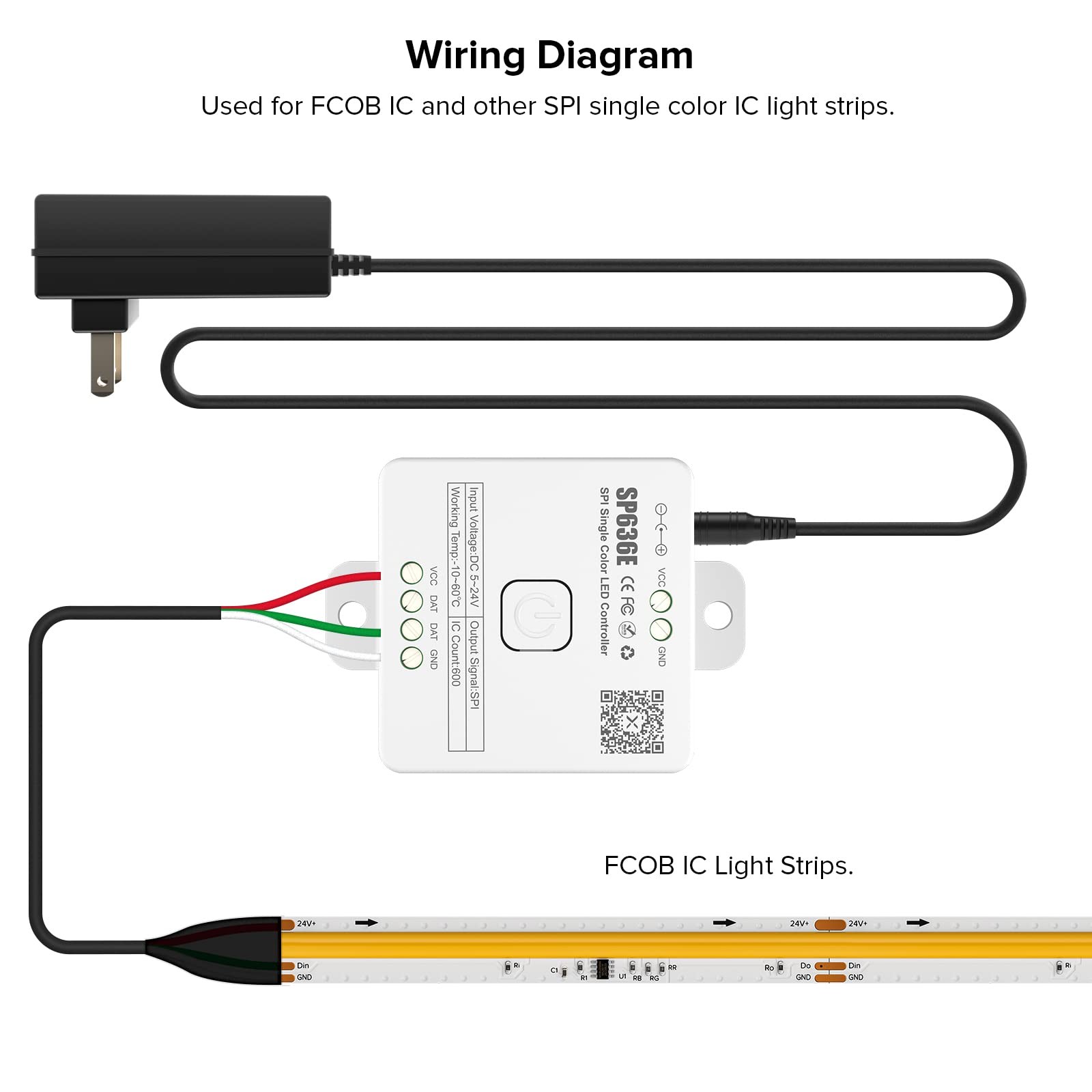 SP636E Single Color Music Bluetooth SPI Controller Dynamic White Light Effect...