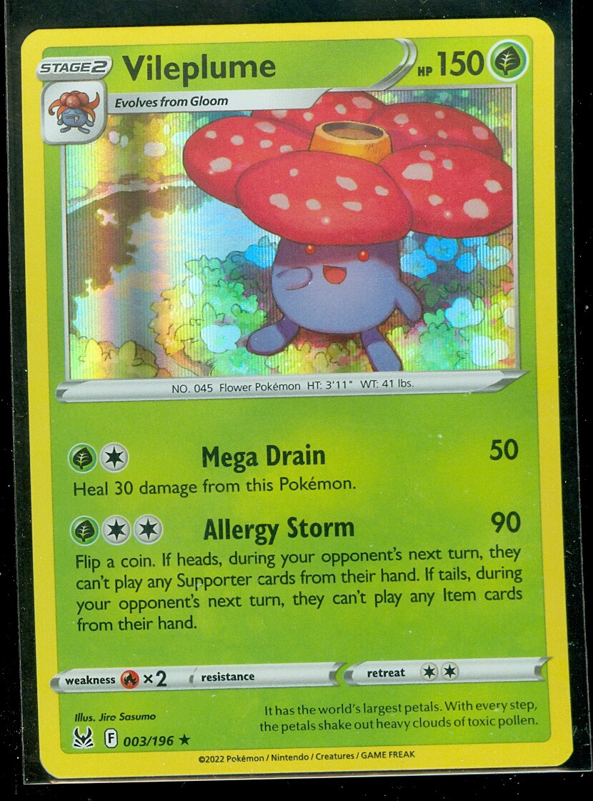 Pokemon VILEPLUME 003/196 - Lost Origin - RARE HOLO - - MINT