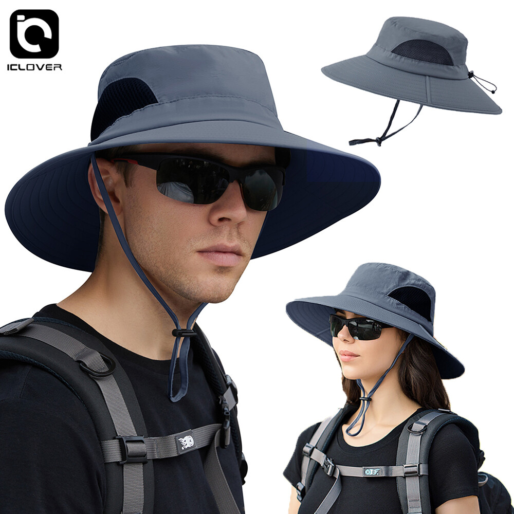 Women Men Wide Brim Sun Hat Bucket Hiking Camping Fishing Safari Cap UV Protect