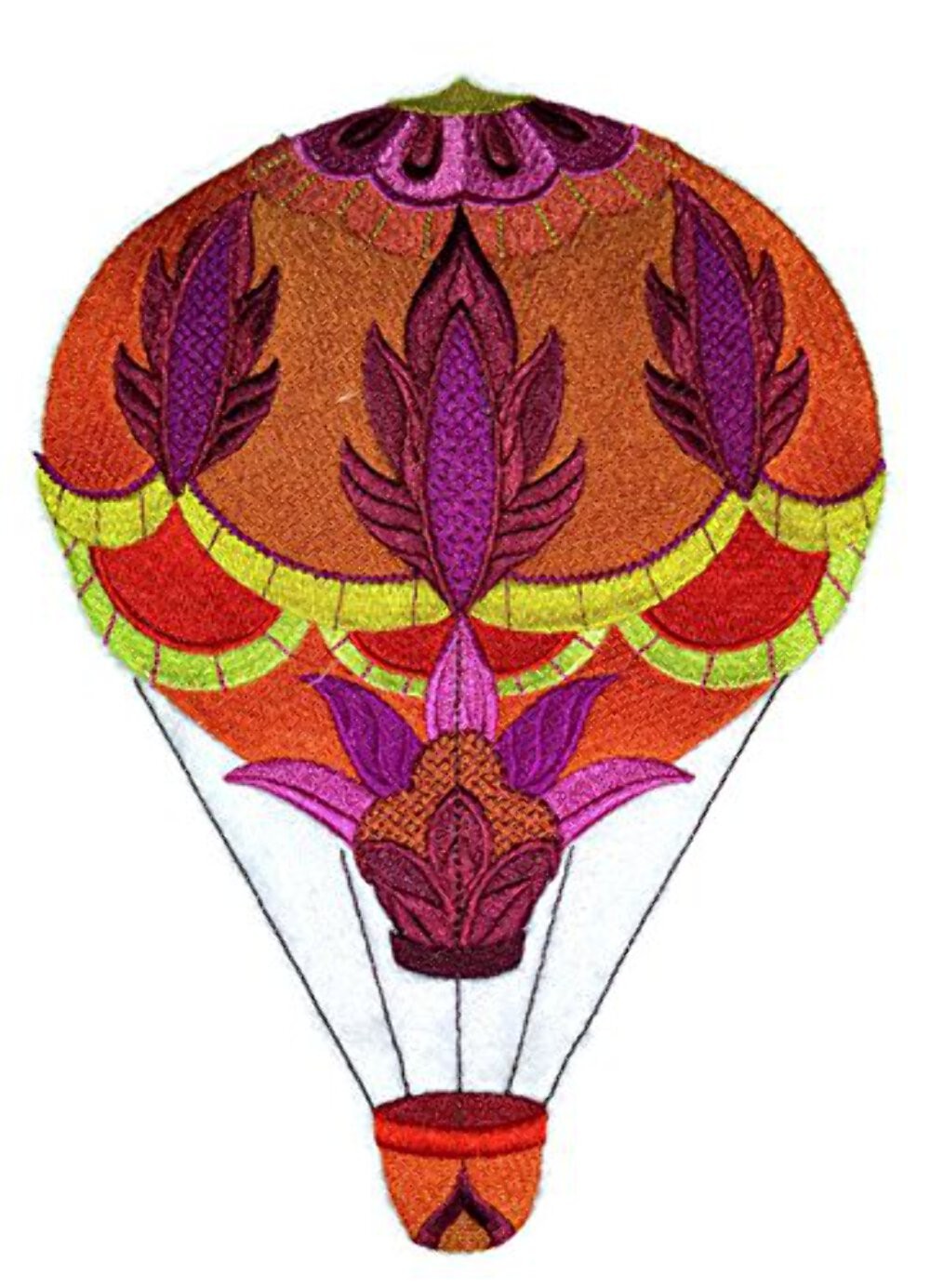 Beautiful Custom Balloon [Flaming Bright Jacobean Balloon] Embroidered Iron On/S