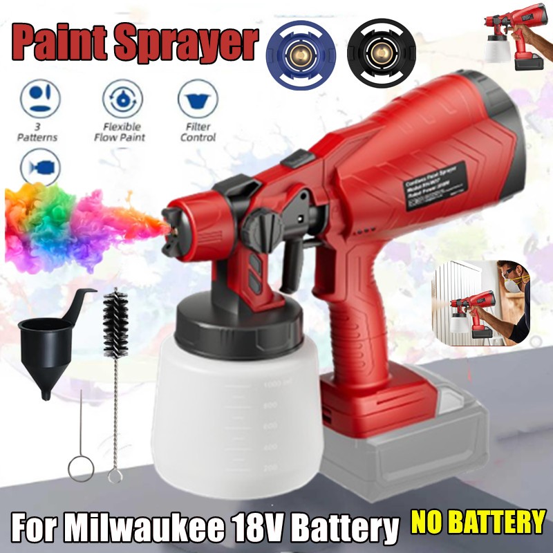 Cordless Spray Gun Paint Sprayer For Milwaukee 18V Battery Furniture Painting