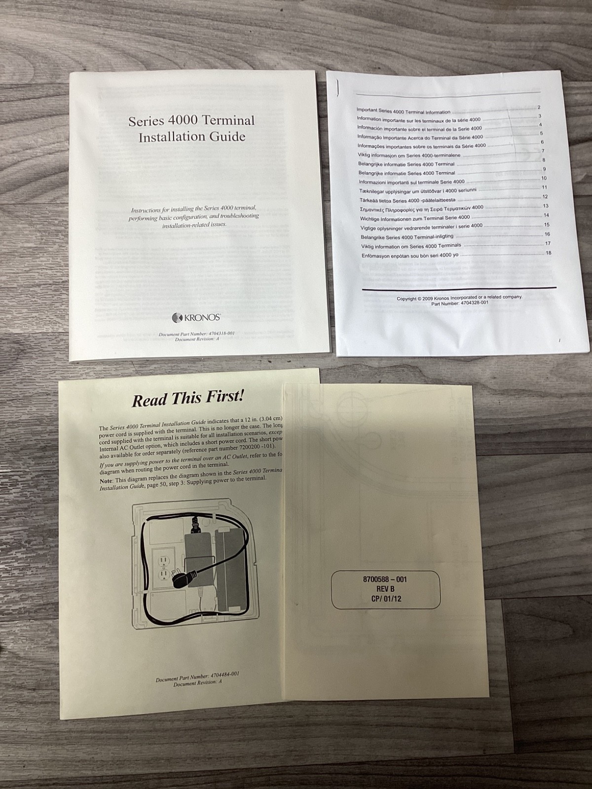 Kronos Series 4000 Terminal Installation Guide #143N79