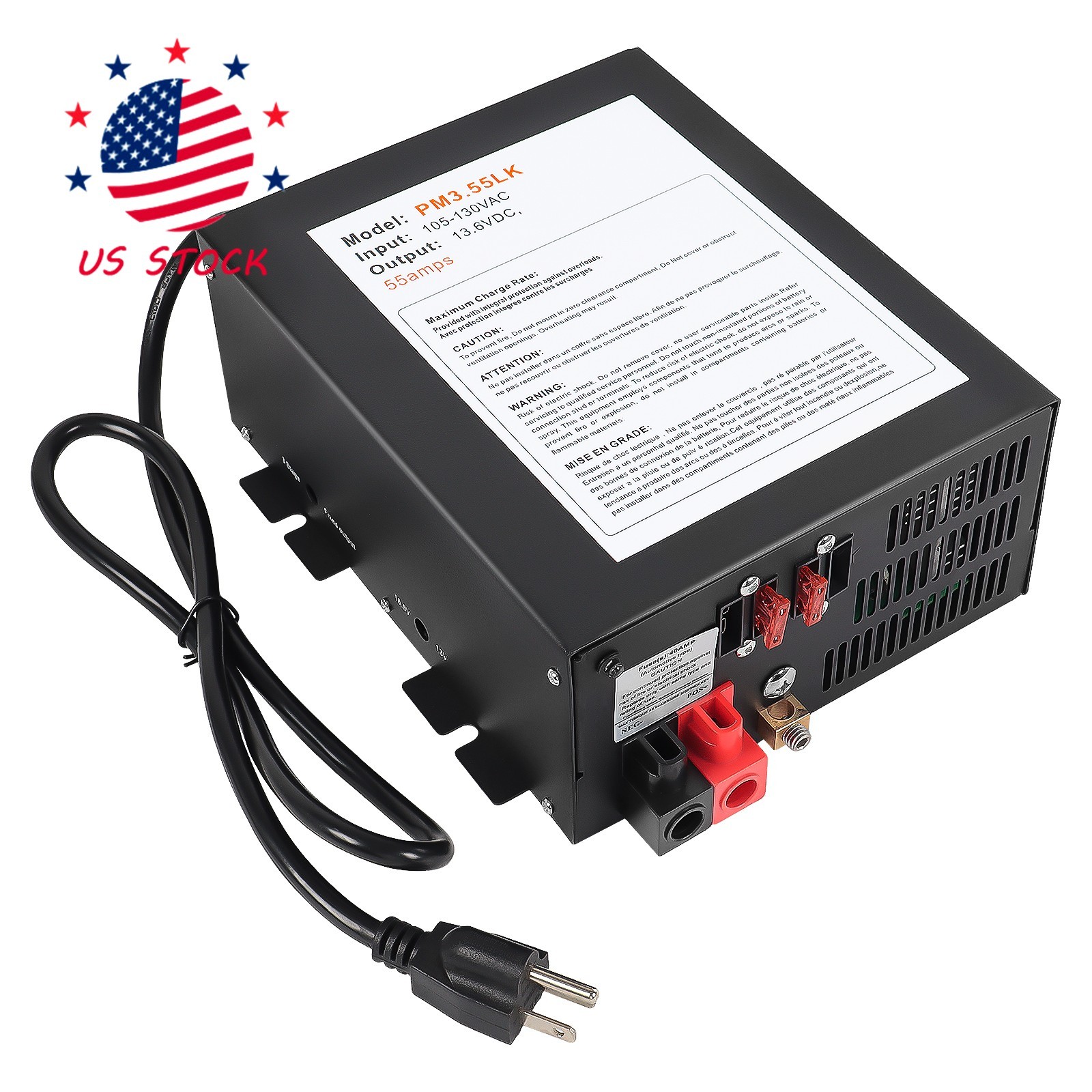 For RV PM3-55LK 55 Amp Power Supply Converter Charger 110 Volt AC to 12 Volt DC