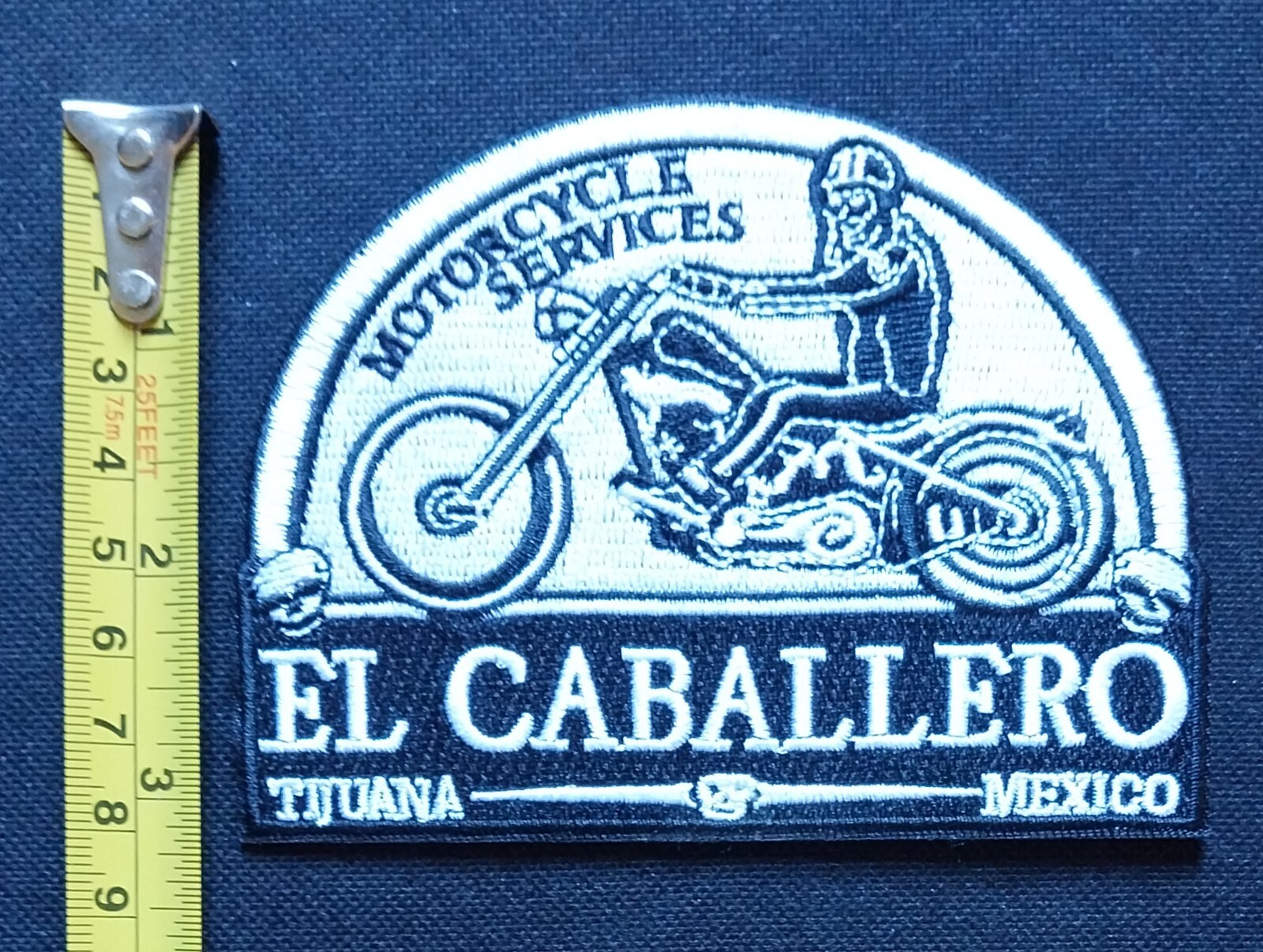 EL CABALLERO TIJUANA MEXICO MOTORCYCLE SERVICES SKELETON BIKER PATCH