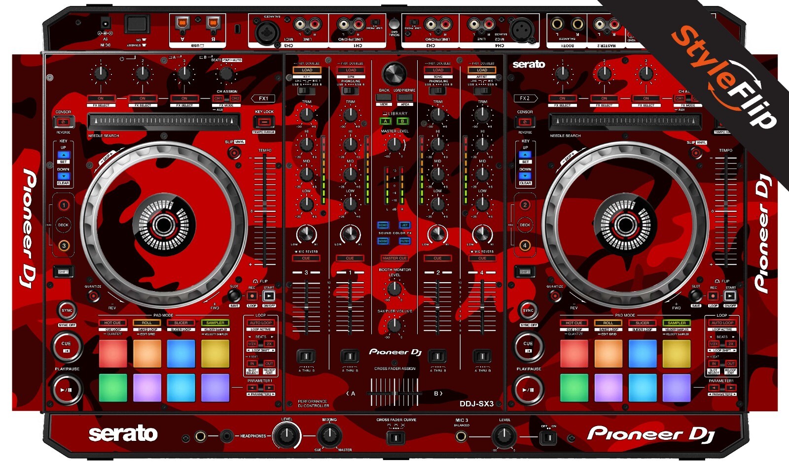Pioneer DDJ-SX3 Skin | Camo Red | StyleFlip Skins