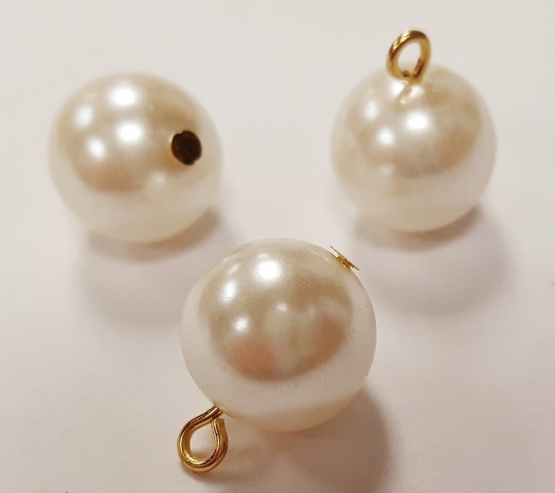 12 VINTAGE JAPANESE PEARL ACRYLIC SMOOTH 12mm. ROUND BEAD PENDANT CHARMS N690