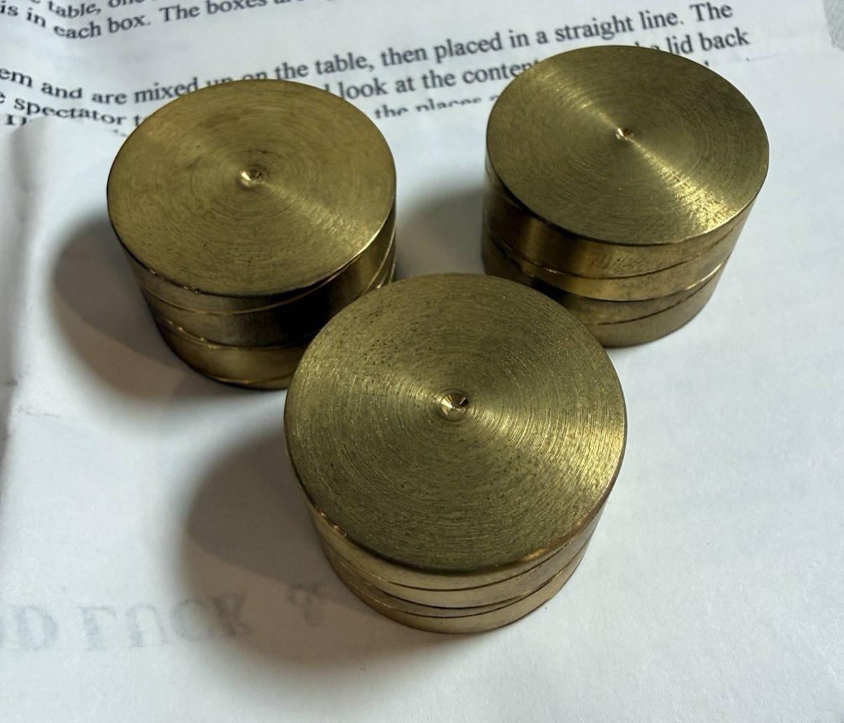 Magic Makers TRIPLE FACTOR Mentalism Effect Magic Trick, 3 Brass Boxes