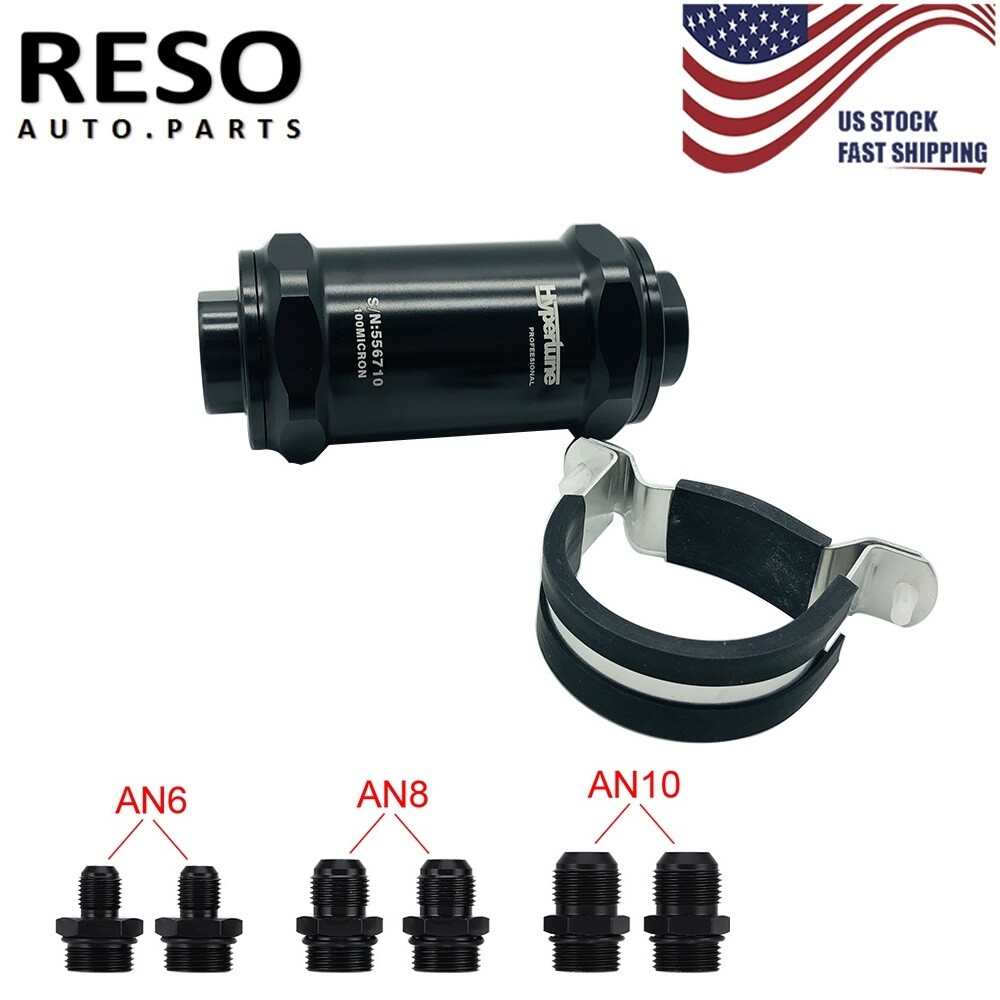 AN6 AN8 AN10 Inline Fuel Filter E85 Ethanol W/100 Micron Stainless Steel Element