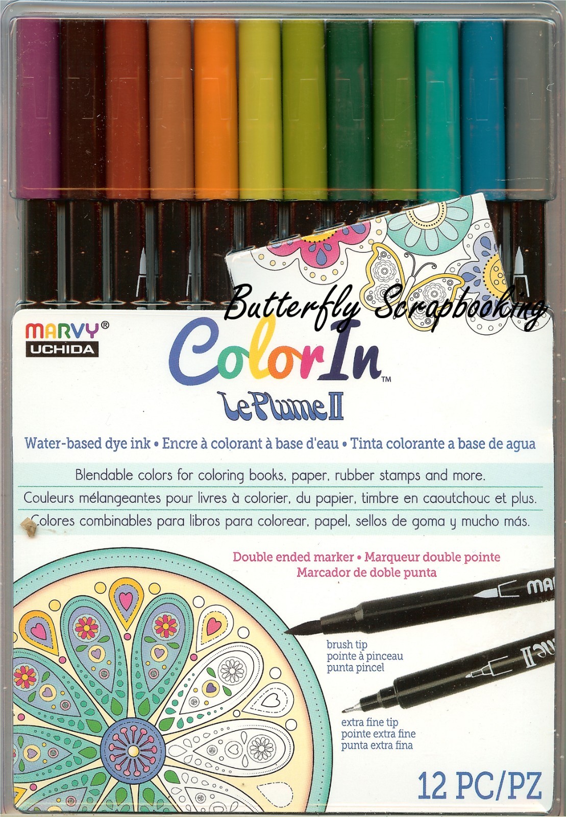 Watercolor MARKER SET 12 Double Ended Marvy Le Plume Set Natural 1122-12L New