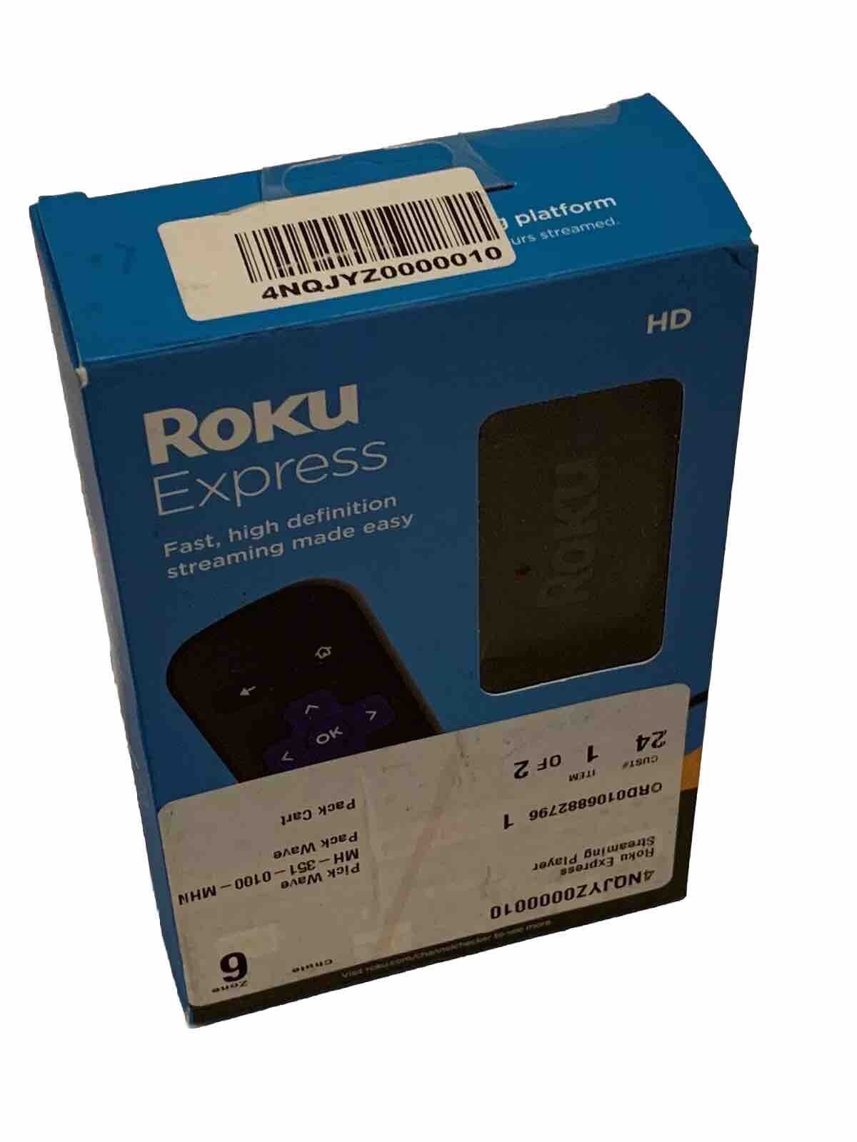 Roku Express HD Streaming Media Player - Black 3930R Brand New In Box