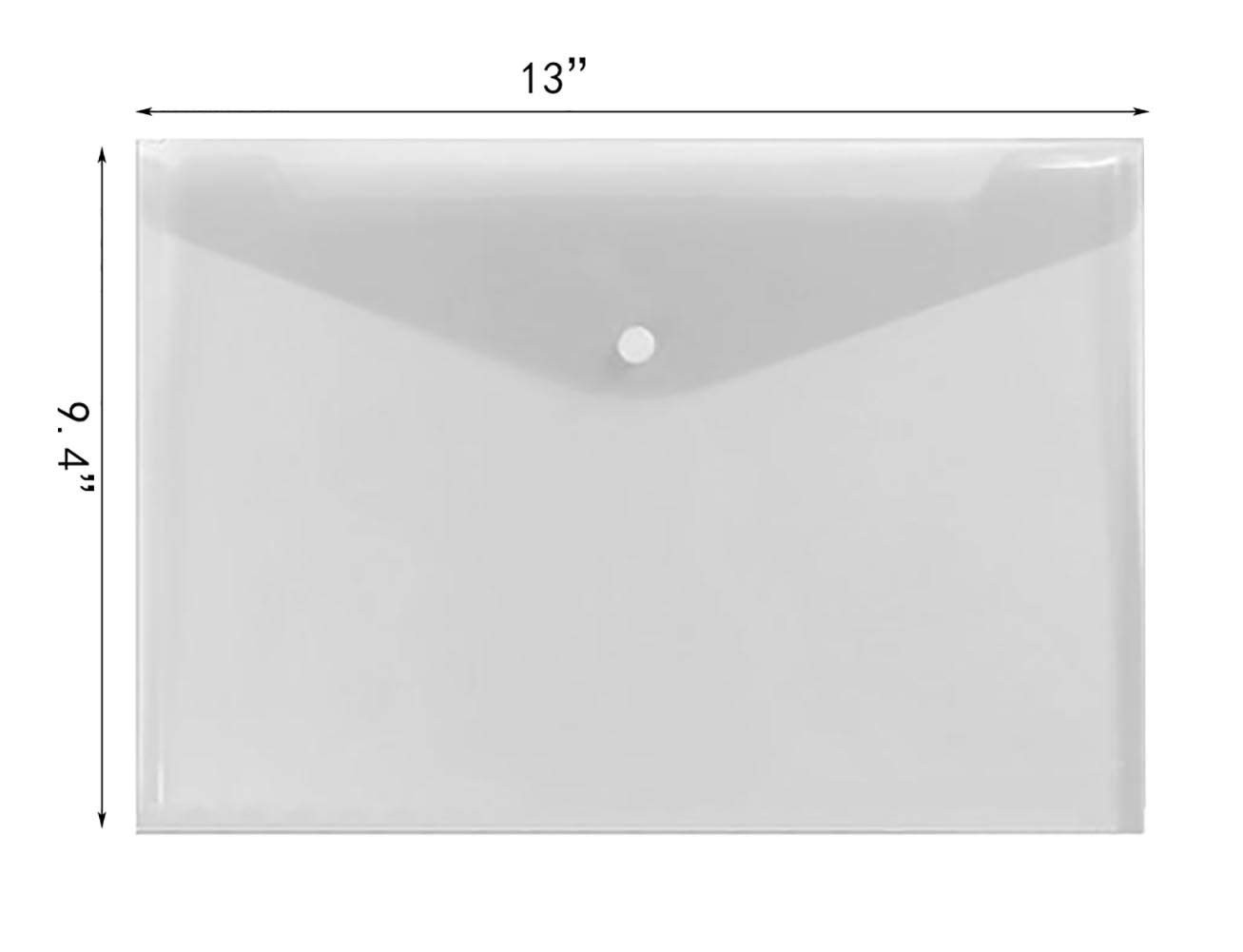 Poly Envelope 12 Pcs Document Envelopes with Snap Button Quality Clear Docume...